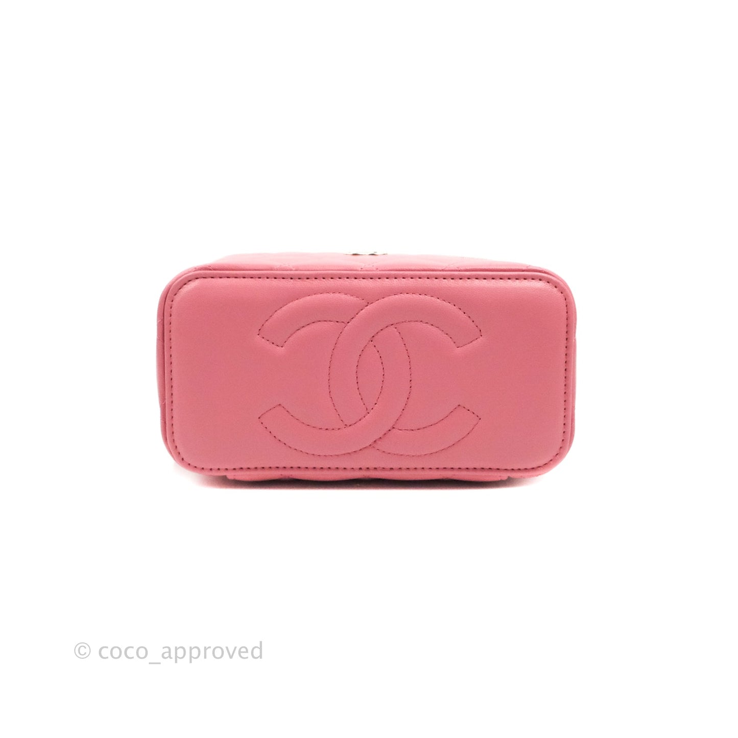 Chanel Vanity Rectangular Top Handle Pink Lambskin Gold Hardware