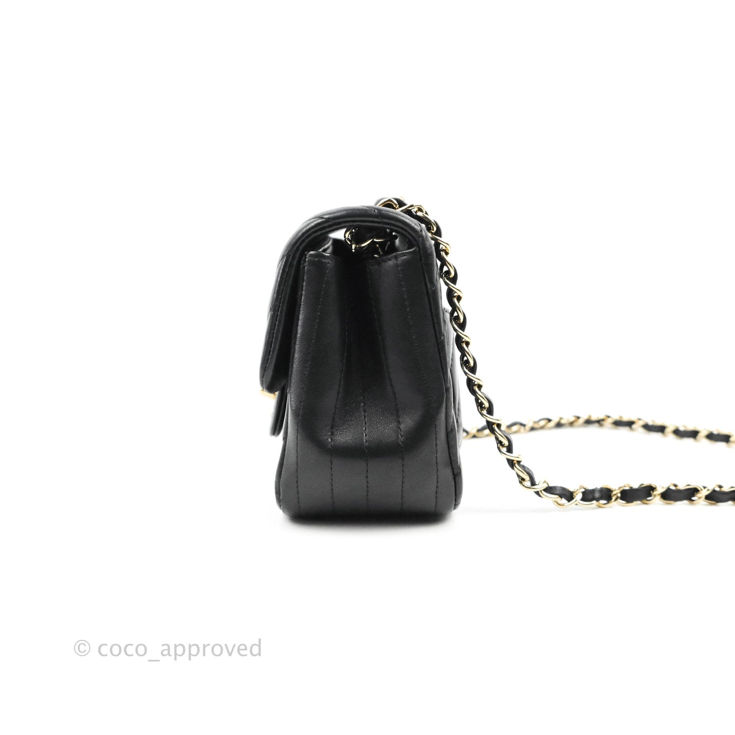Chanel Mini Square Black Chevron Lambskin Gold Hardware