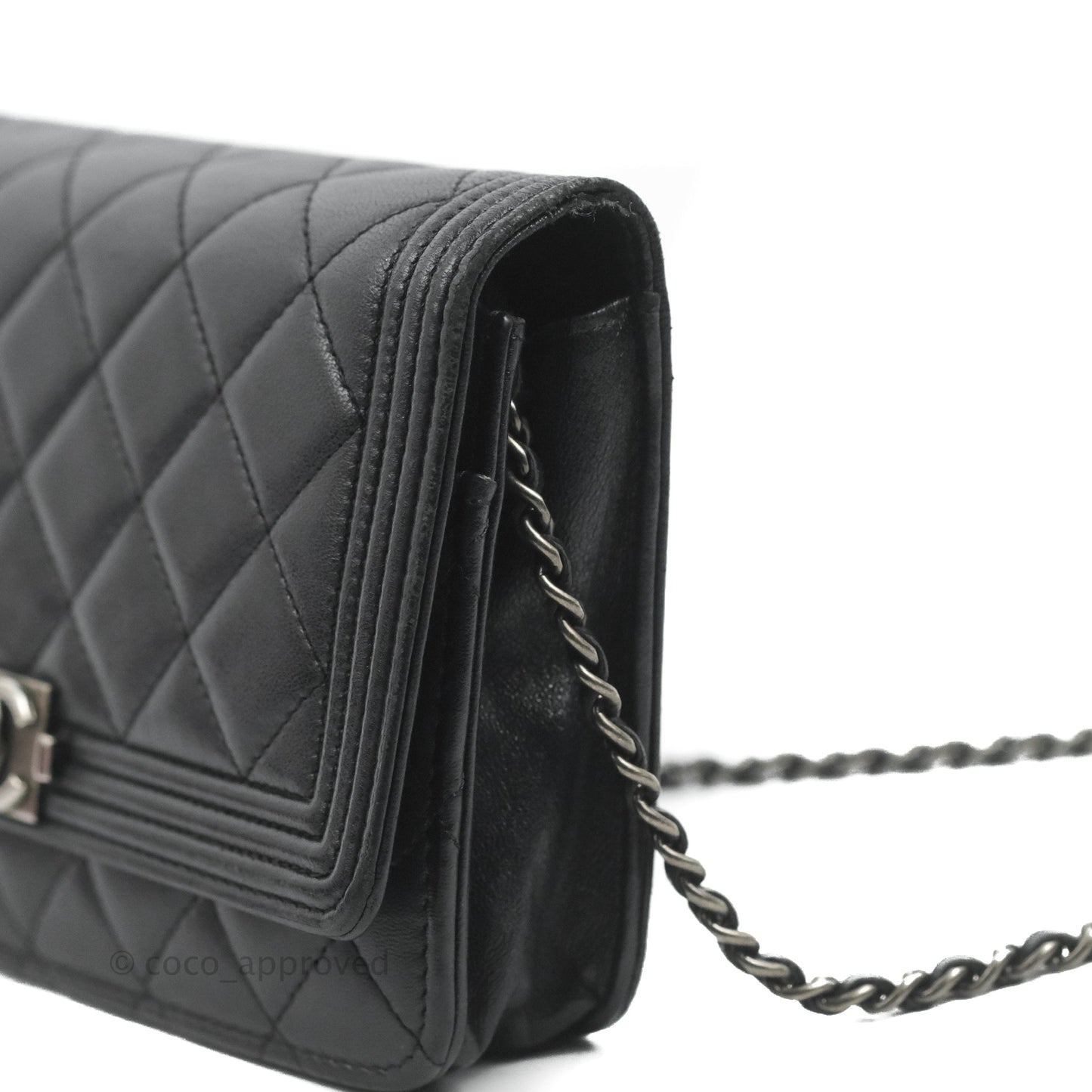 Chanel Boy Wallet on Chain WOC Black Lambskin Ruthenium Hardware
