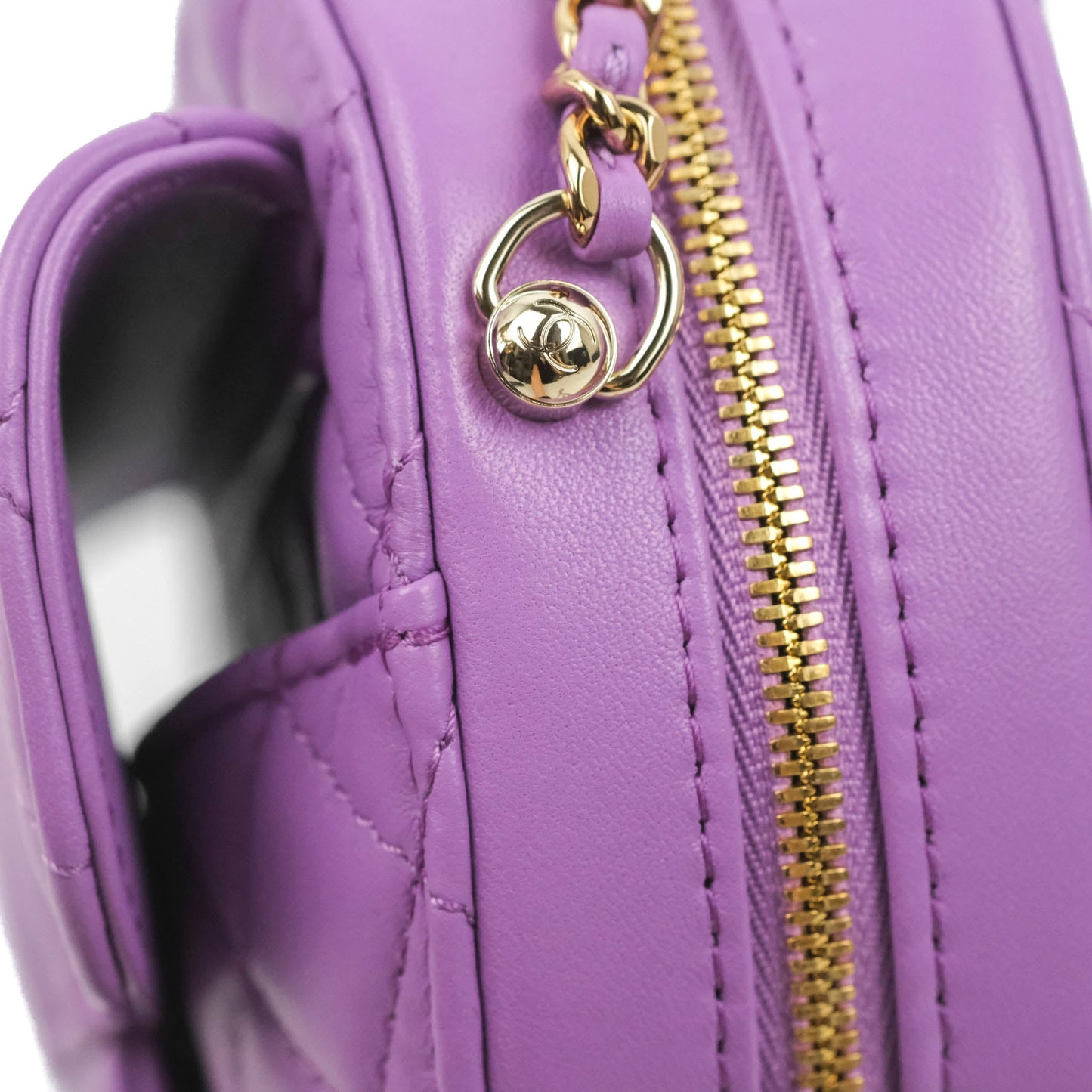 Chanel Large Heart Bag Purple Lambskin Gold Hardware 22S