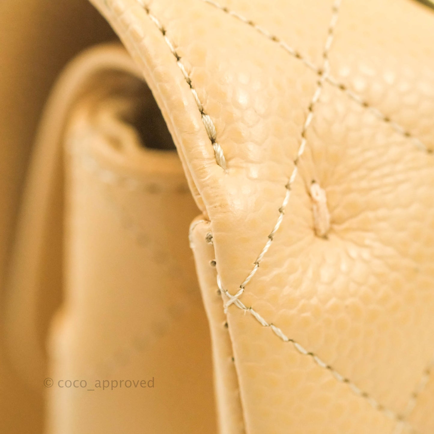 Chanel Classic M/L Medium Flap Quilted Beige Caviar Gold Hardware