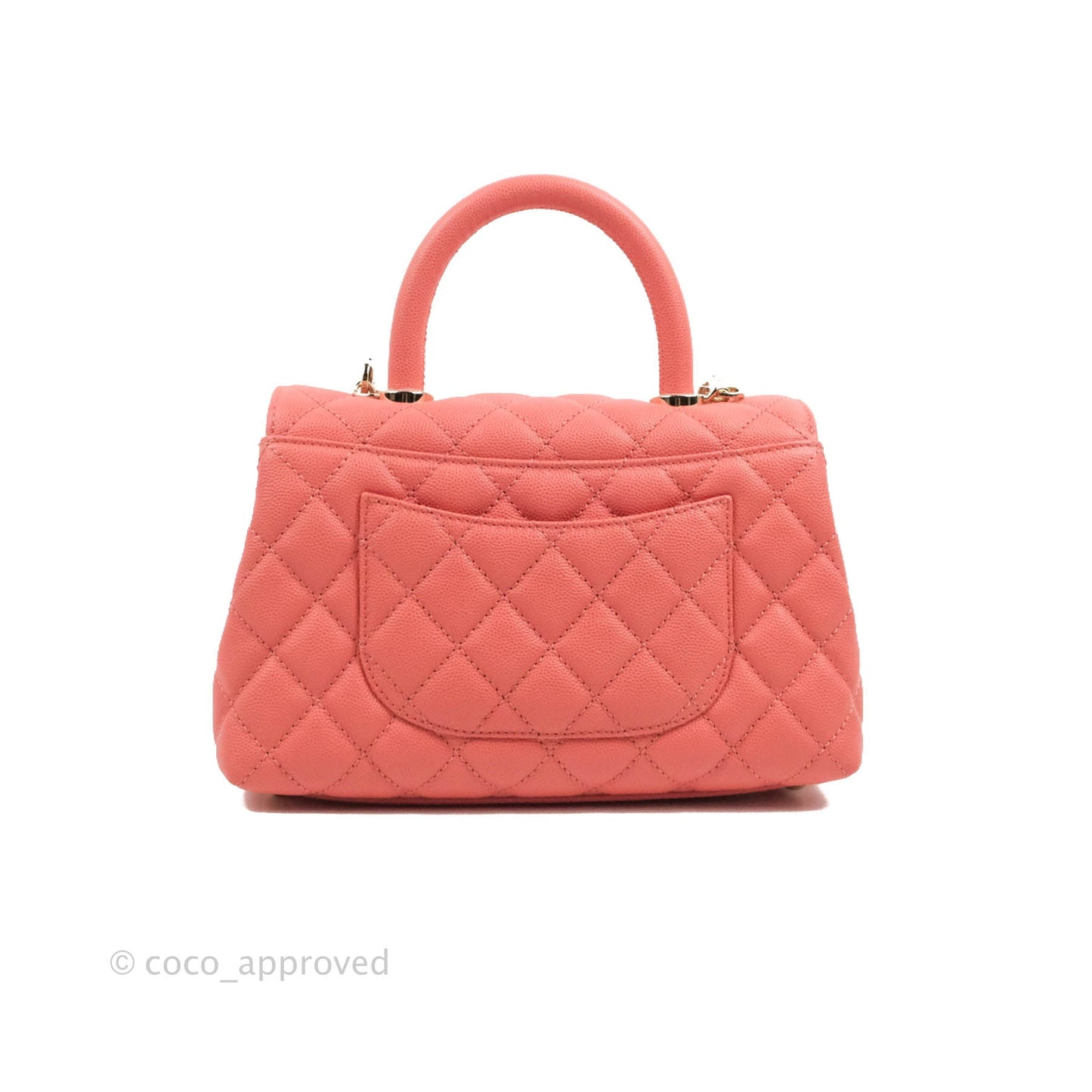 Chanel Small Quilted Coco Handle Coral Pink Caviar Gold Hardware