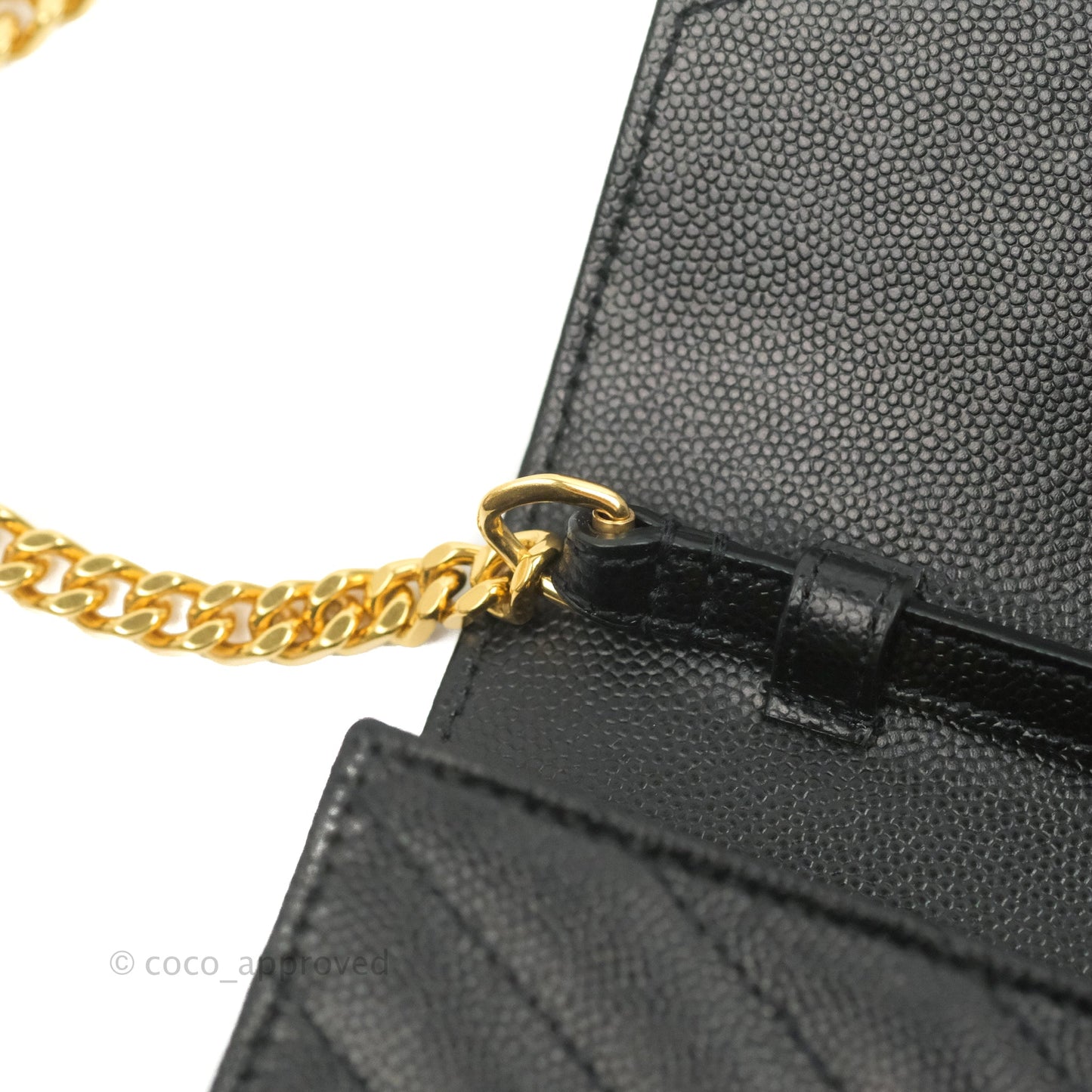 Saint Laurent Wallet on Chain Large Black Grained Leather Gold Hardware