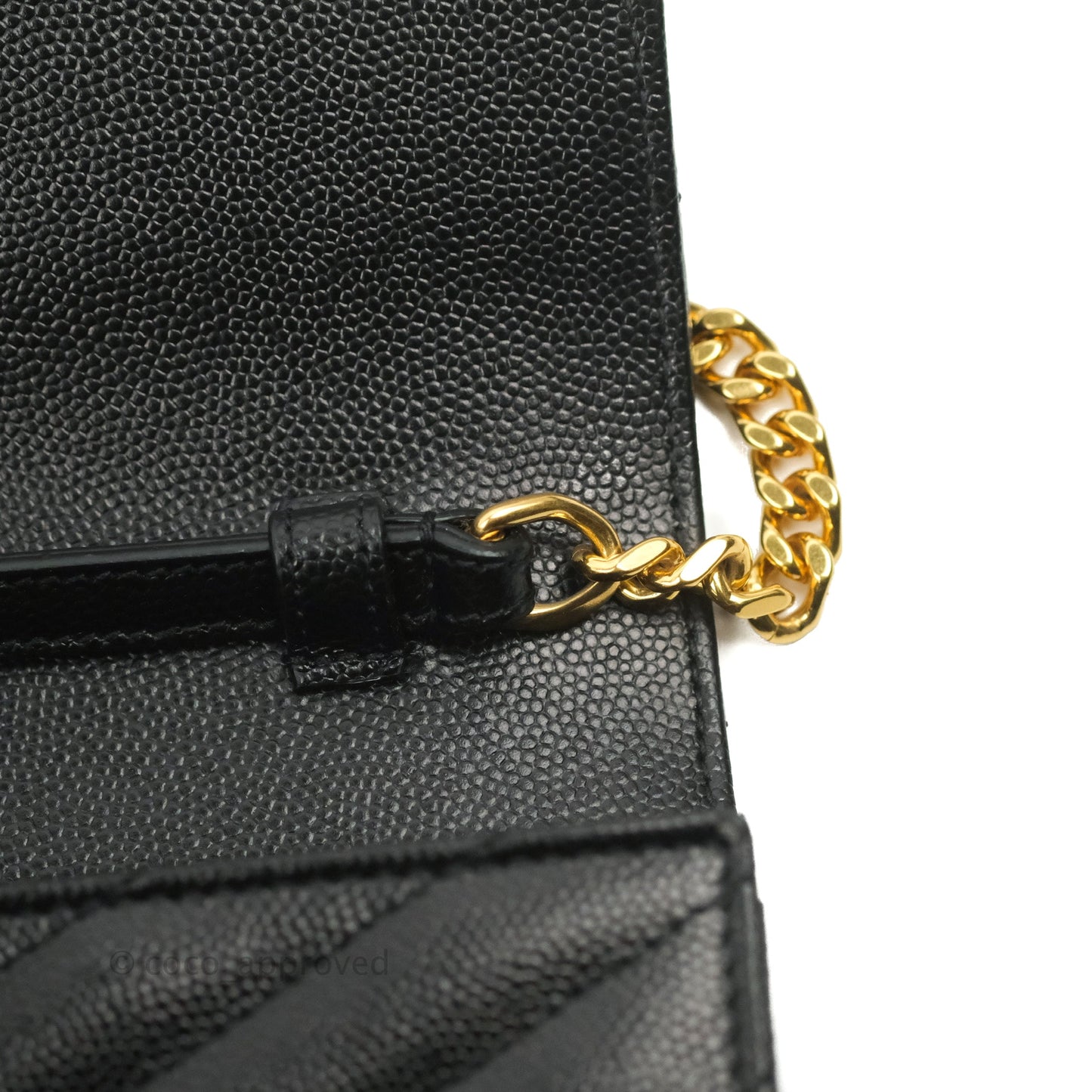Saint Laurent Wallet on Chain Large Black Grained Leather Gold Hardware