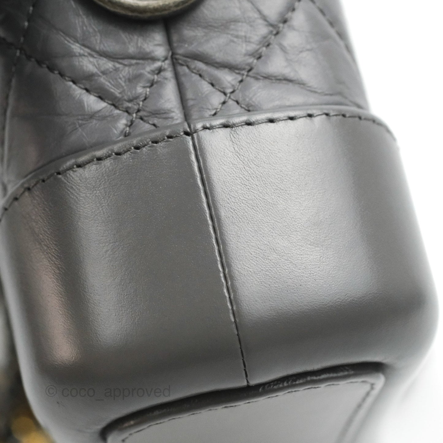 Chanel Quilted Small Gabrielle Hobo Grey Calfskin Mixed Hardware