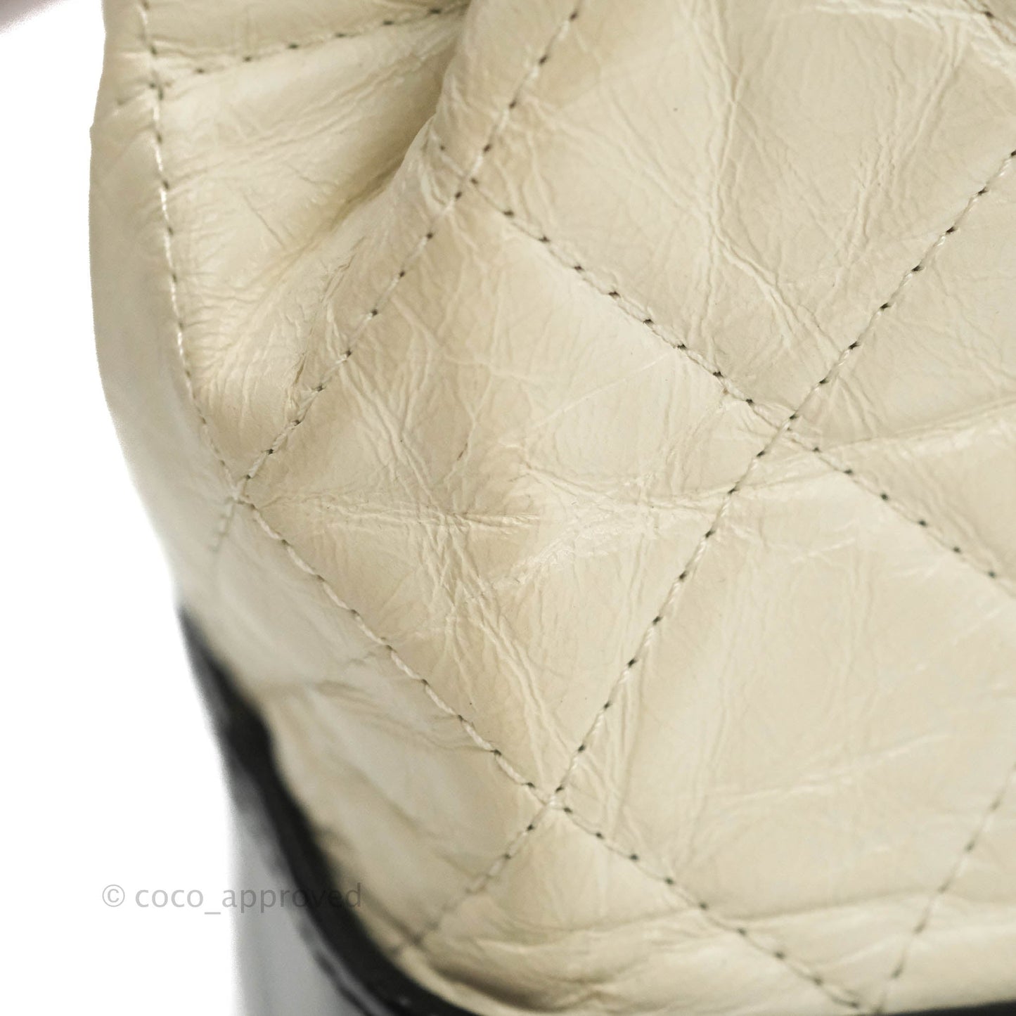 Chanel Small Gabrielle Backpack White Black Aged Calfskin
