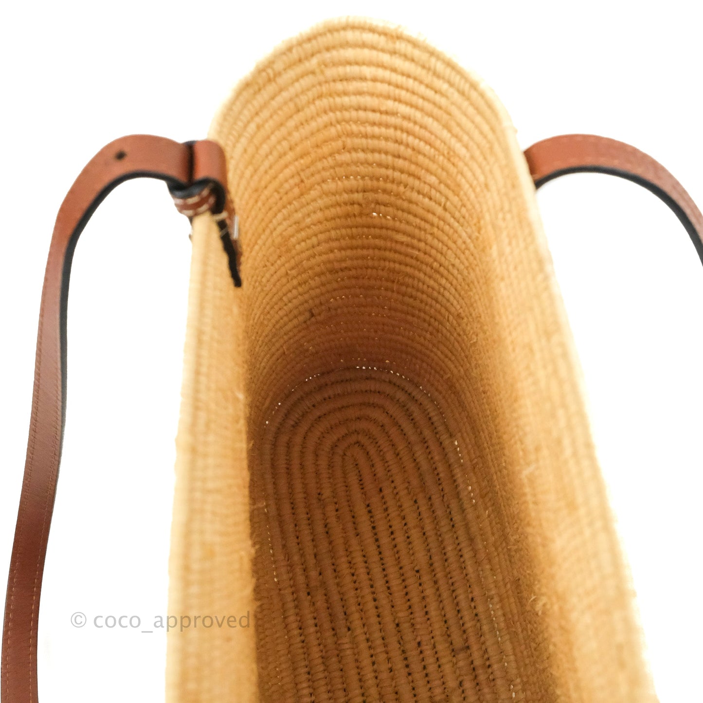 Loewe Small Square Basket Bag Raffia Calfskin Natural/Pecan