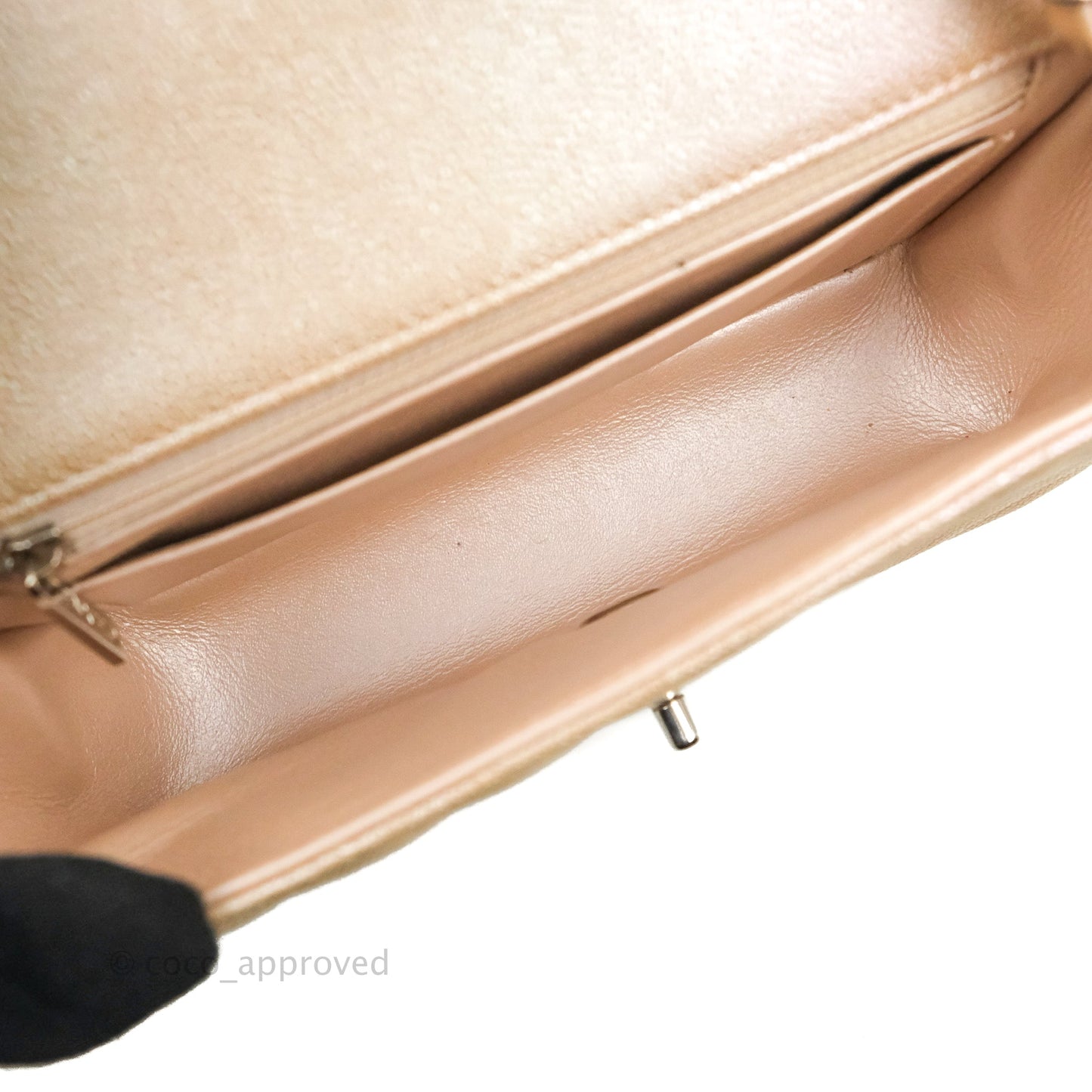 Chanel Quilted Mini Rectangular Flap Iridescent Pink Rose Gold Silver Hardware 17B
