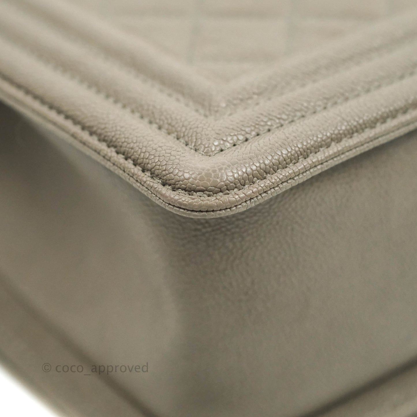 Chanel Quilted Medium Boy Grey Caviar Aged Gold Hardware