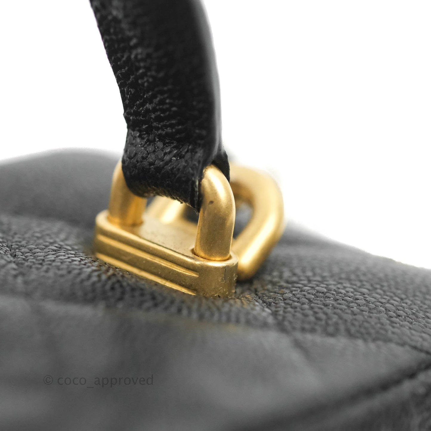 Chanel Quilted Mini Top Handle Vanity With Chain Black Caviar Aged Gold Hardware