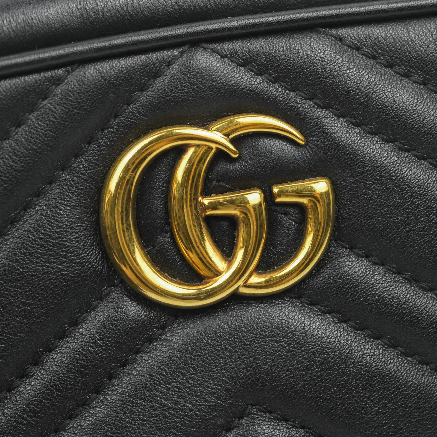 Gucci Mini Matelasse GG Marmont Camera Bag Black Calfskin Gold Hardware