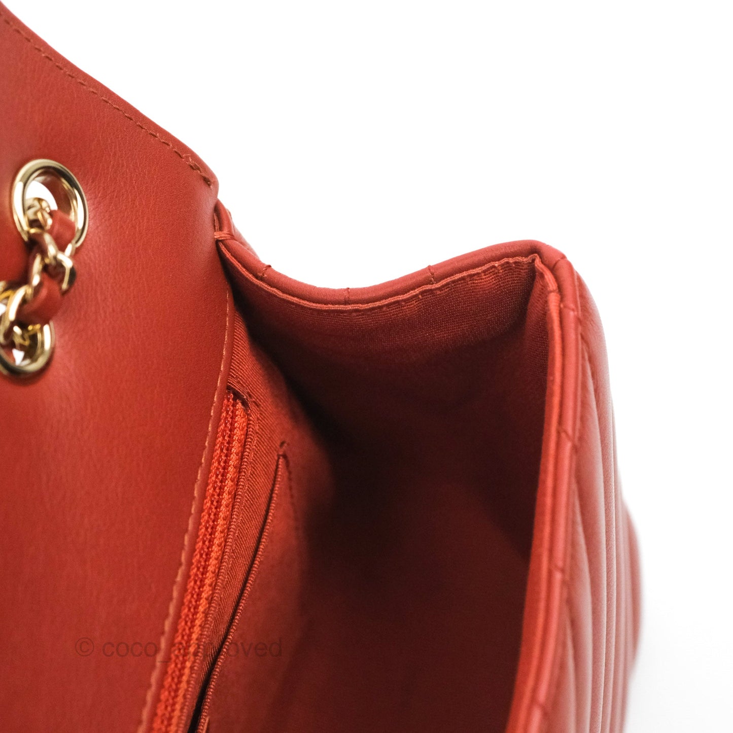 Chanel Small Statement Chevron Flap Bag Red Calfskin Gold Hardware