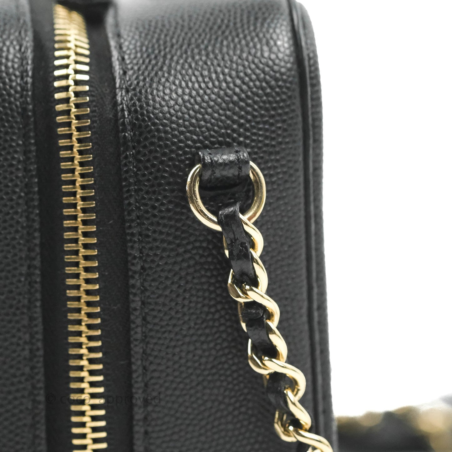Chanel Quilted Small CC Filigree Vanity Case Black Caviar Gold Hardware
