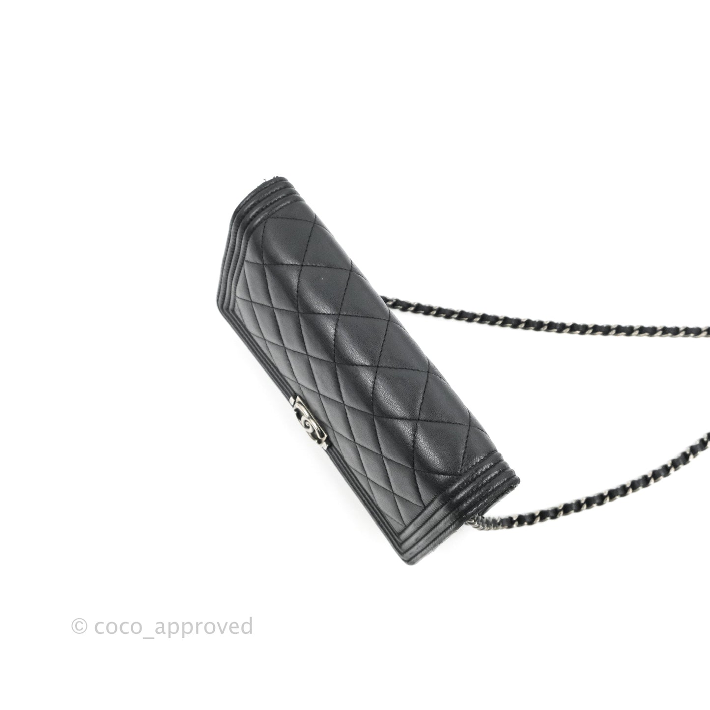 Chanel Boy Wallet on Chain WOC Black Lambskin Ruthenium Hardware