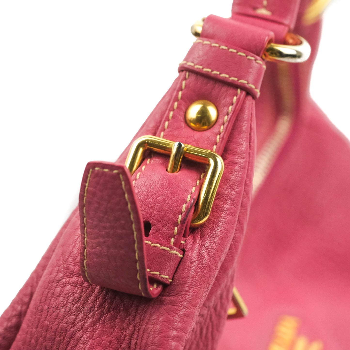 Prada Vitello Daino Hobo Bag Dark Pink