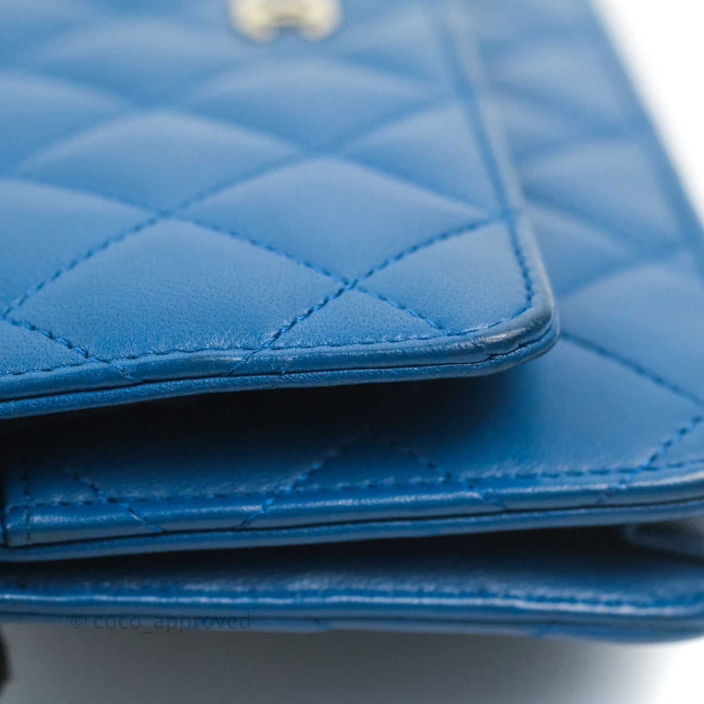 Chanel Quilted Classic Wallet on Chain WOC Blue Lambskin Gold Hardware
