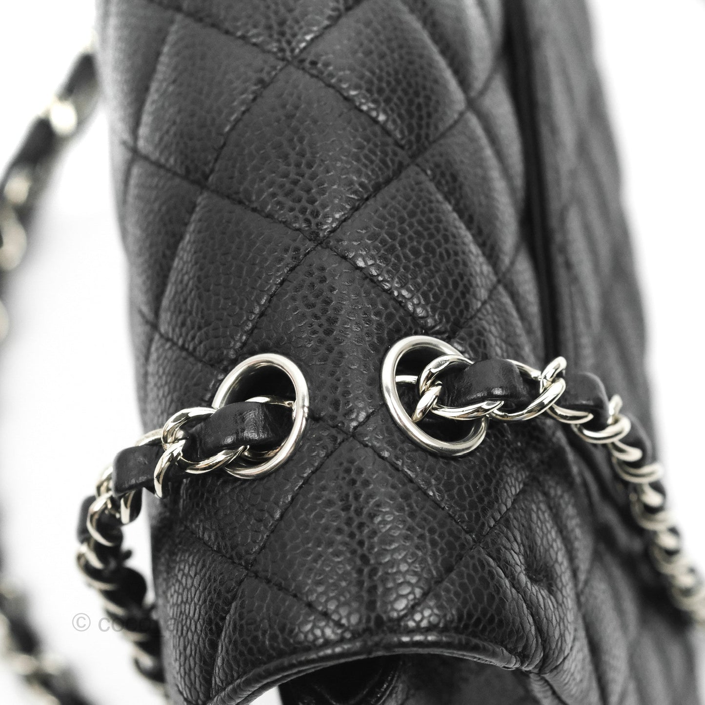 Chanel Classic M/L Medium Flap Quilted Black Caviar Silver Hardware