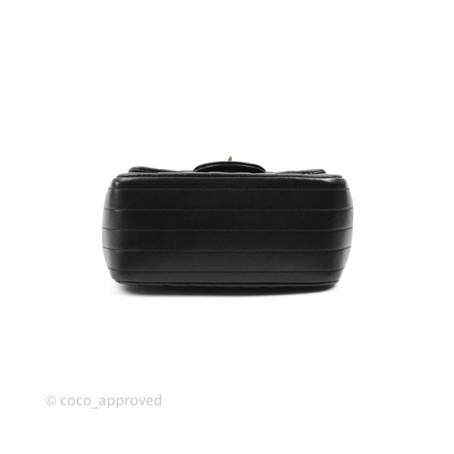 Chanel Mini Square Black Chevron Lambskin Gold Hardware