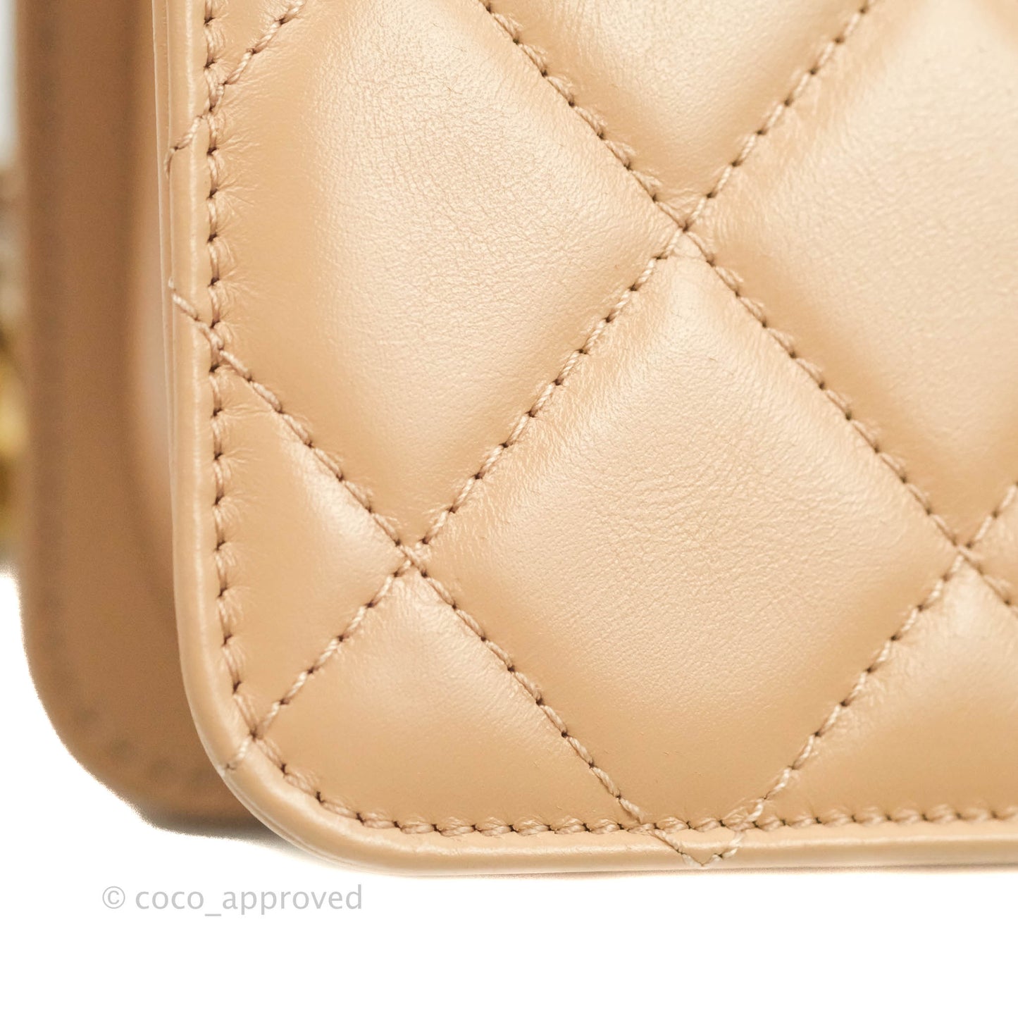 Chanel Quilted Mini Perfect Fit Adjustable Beige Calfskin Gold Hardware 21A