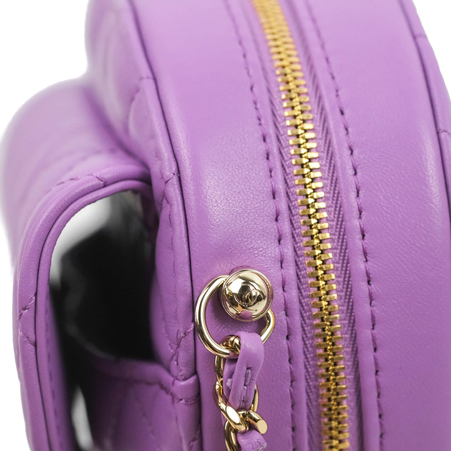 Chanel Large Heart Bag Purple Lambskin Gold Hardware 22S