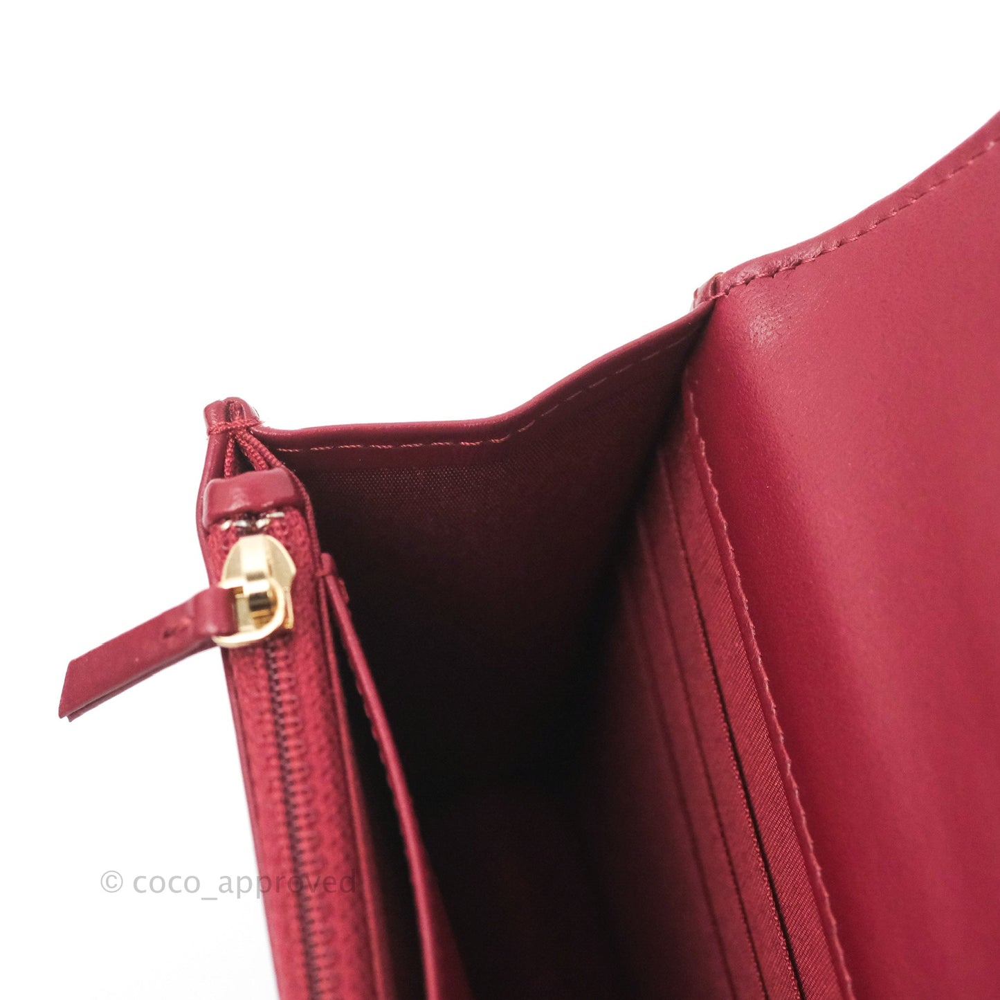 Chanel Quilted Perfect Fit Adjustable Wallet On Chain WOC Burgundy Calfskin Aged Gold Hardware