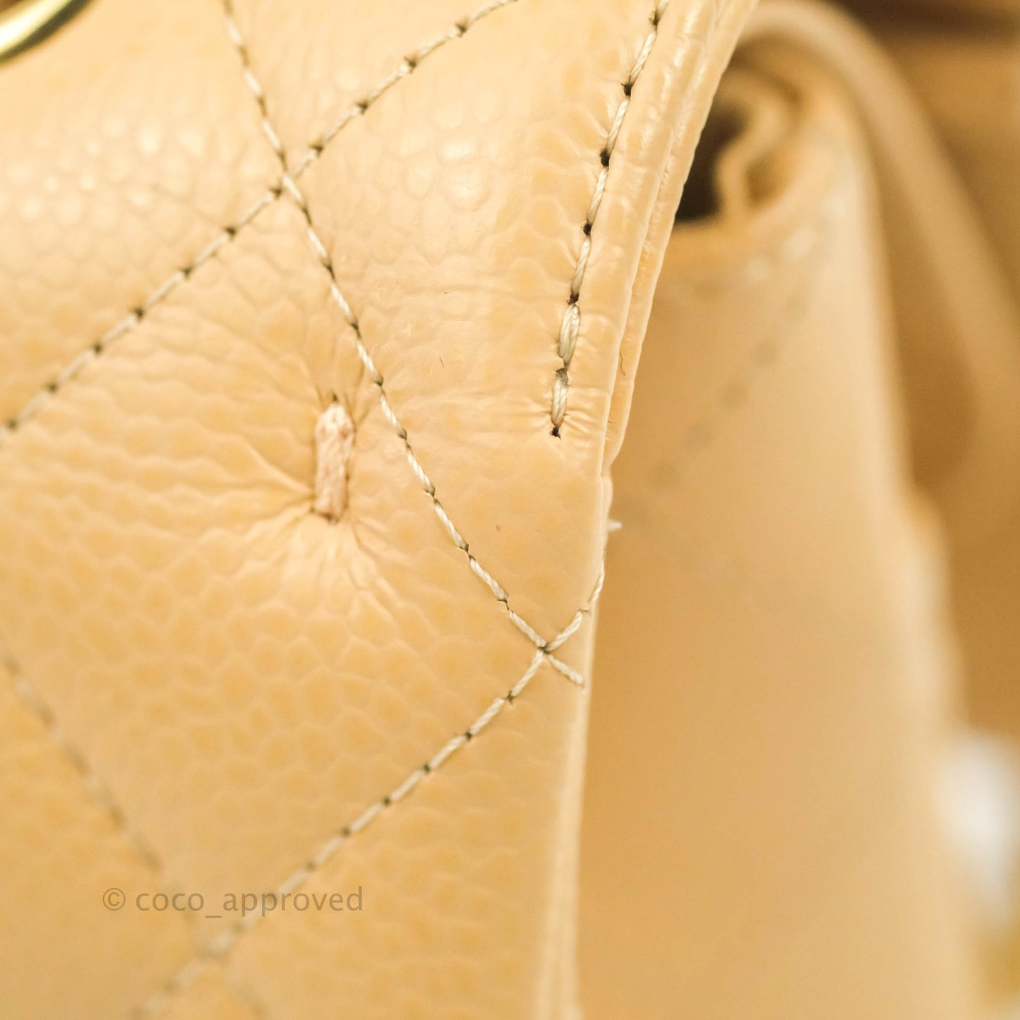 Chanel Classic M/L Medium Flap Quilted Beige Caviar Gold Hardware