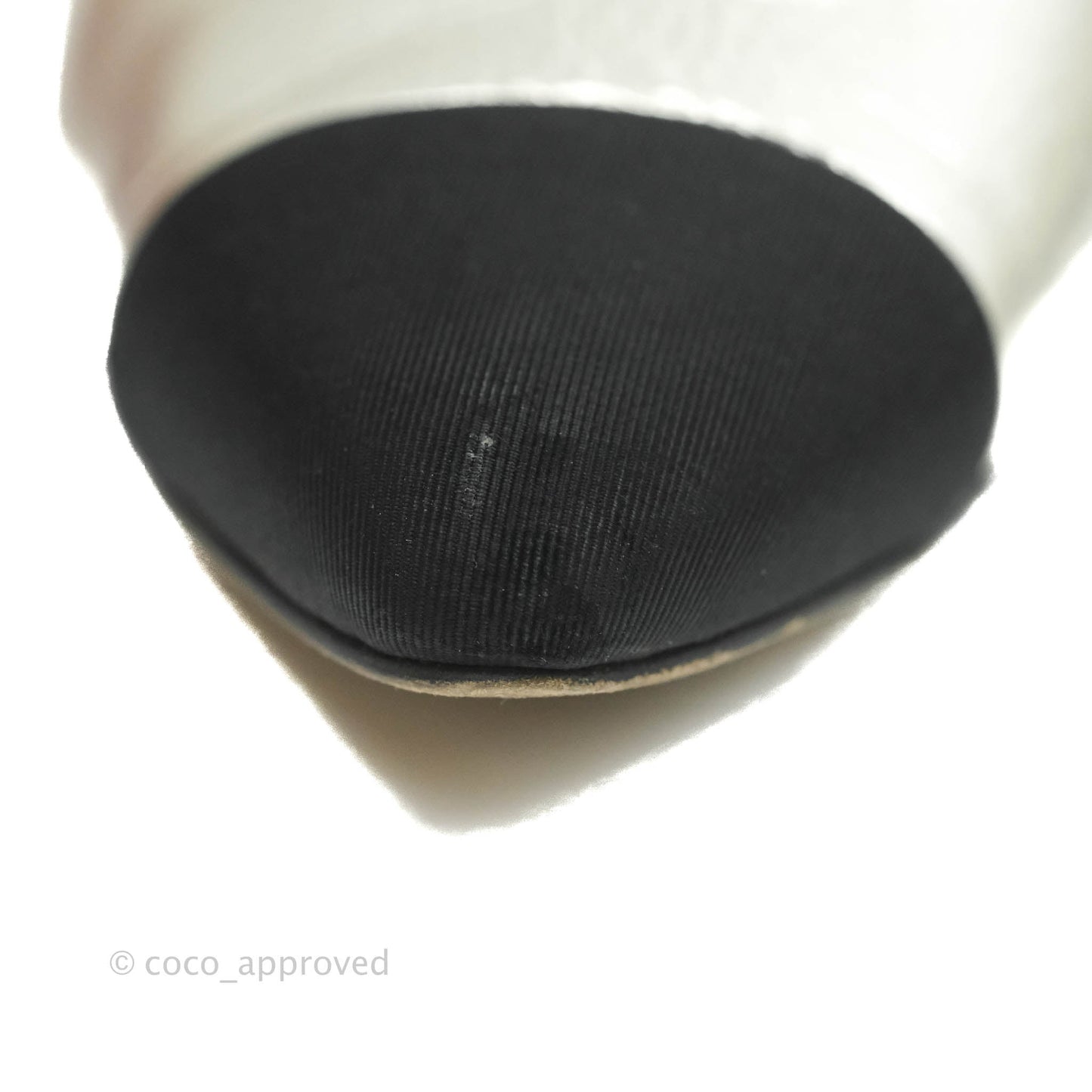 Chanel Silver Black Toe Pointed Pump Flats Size 36