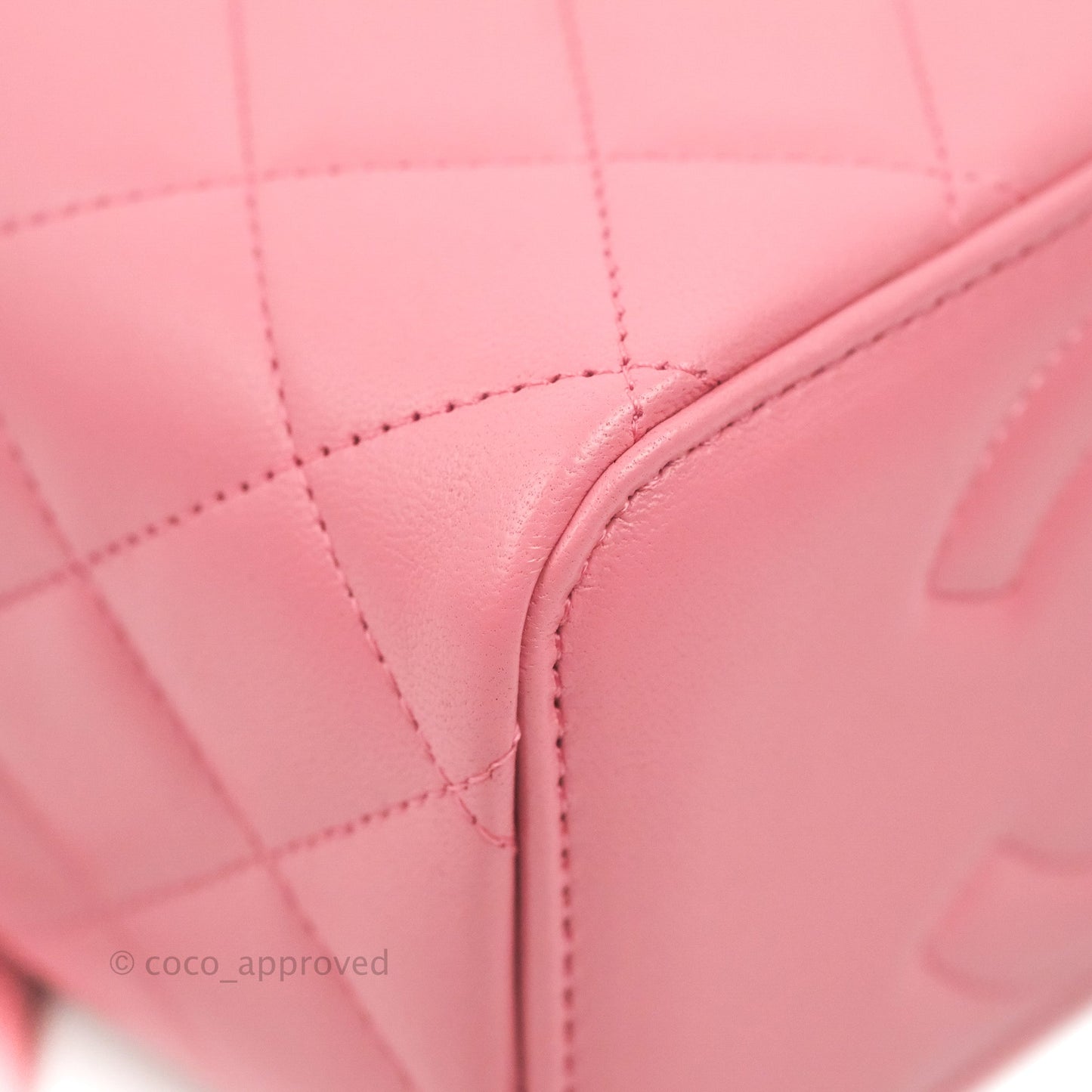 Chanel Vanity Rectangular Top Handle Pink Lambskin Gold Hardware
