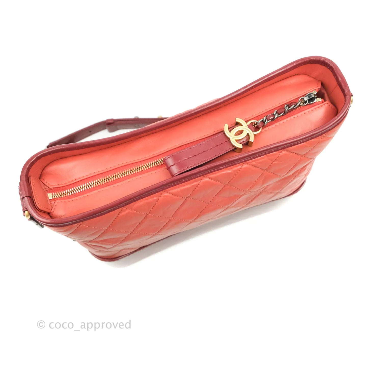 Chanel Large Gabrielle Hobo Red Aged Calfskin Mixed Hardware