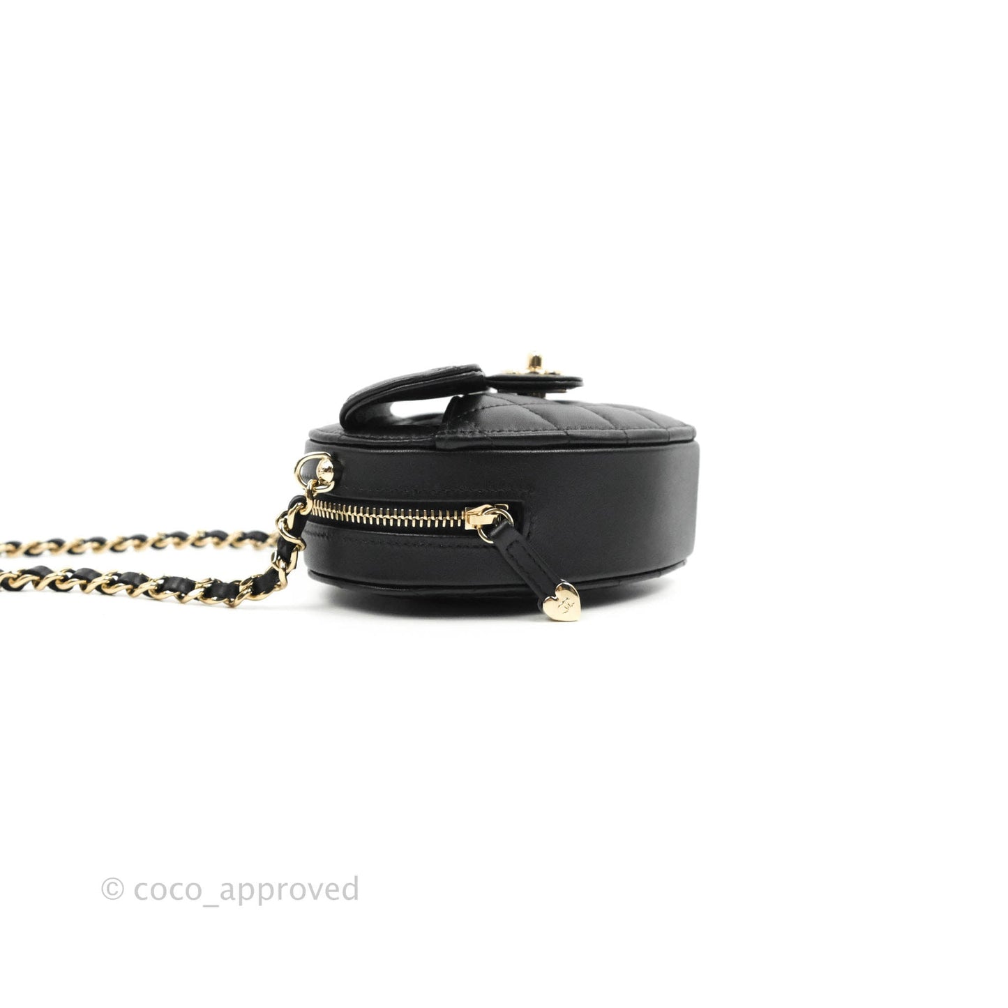 Chanel Small Heart Bag Black Lambskin Gold Hardware 22S