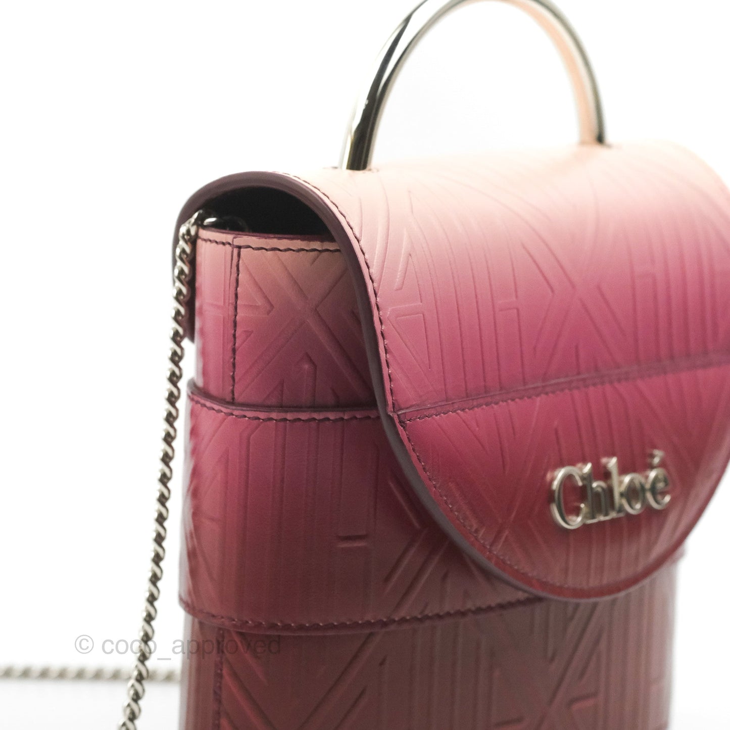 Chloé Small Aby Lock Chain Bag Brown/Purple Embossed Calfskin