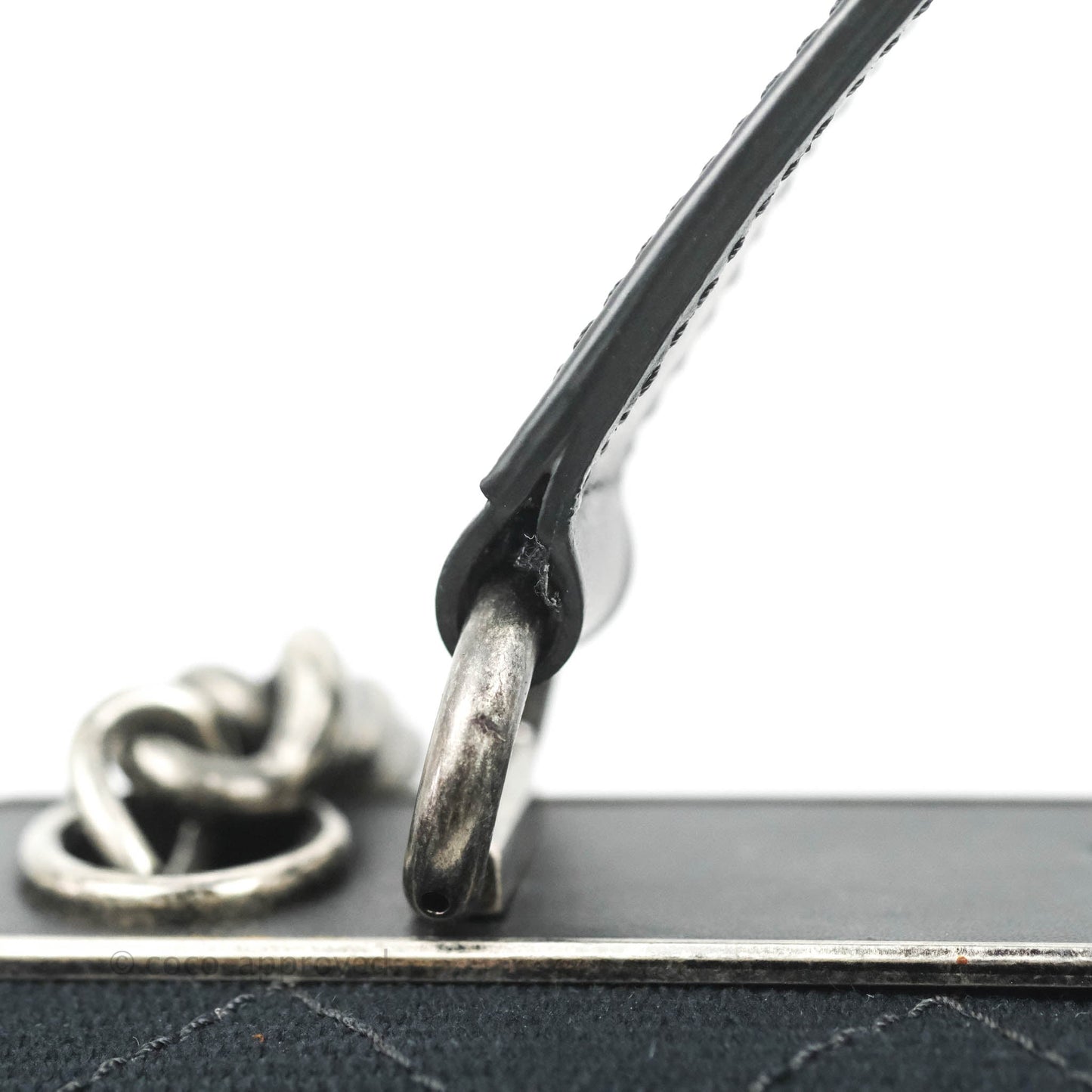 Chanel Quilted CC Top Handle with Chain Dark Navy Fabric Ruthenium Hardware 15P