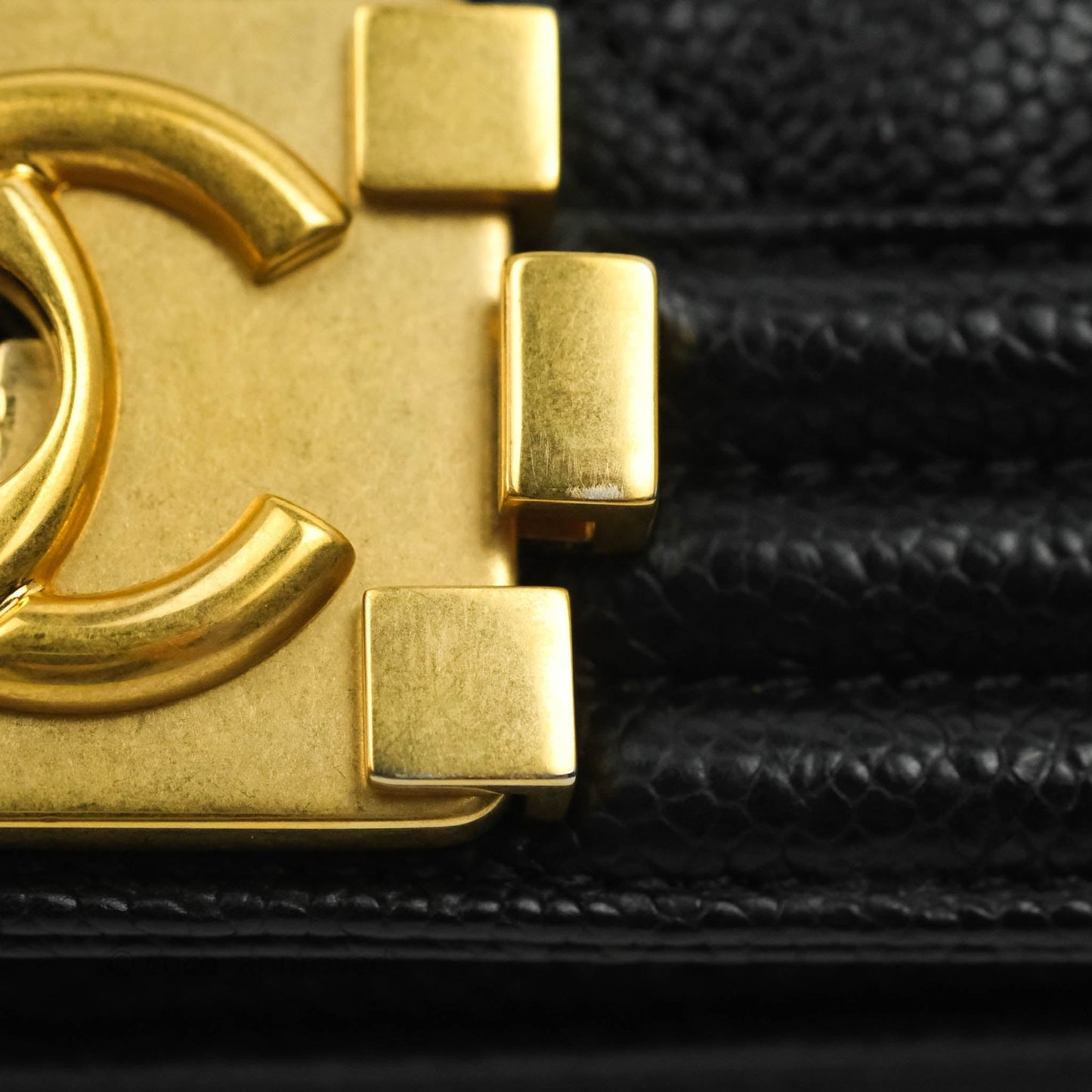 Chanel Medium Boy Quilted Black Caviar Aged Gold Hardware