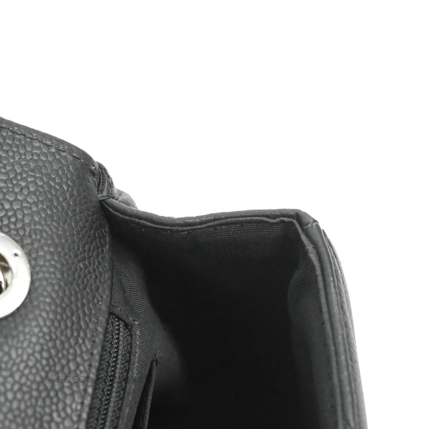 Chanel Medium Chevron Quilted Flap Black Grained Calfskin Silver Hardware