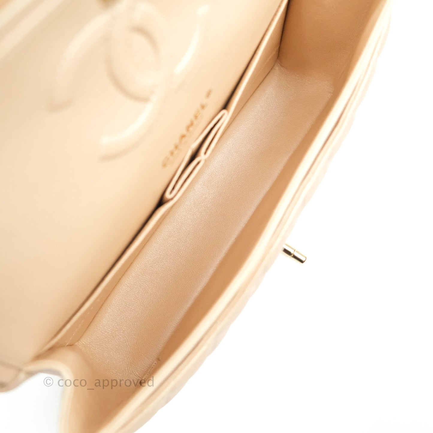 Chanel Classic M/L Medium Double Flap Iridescent Beige Calfskin Gold Hardware 21S