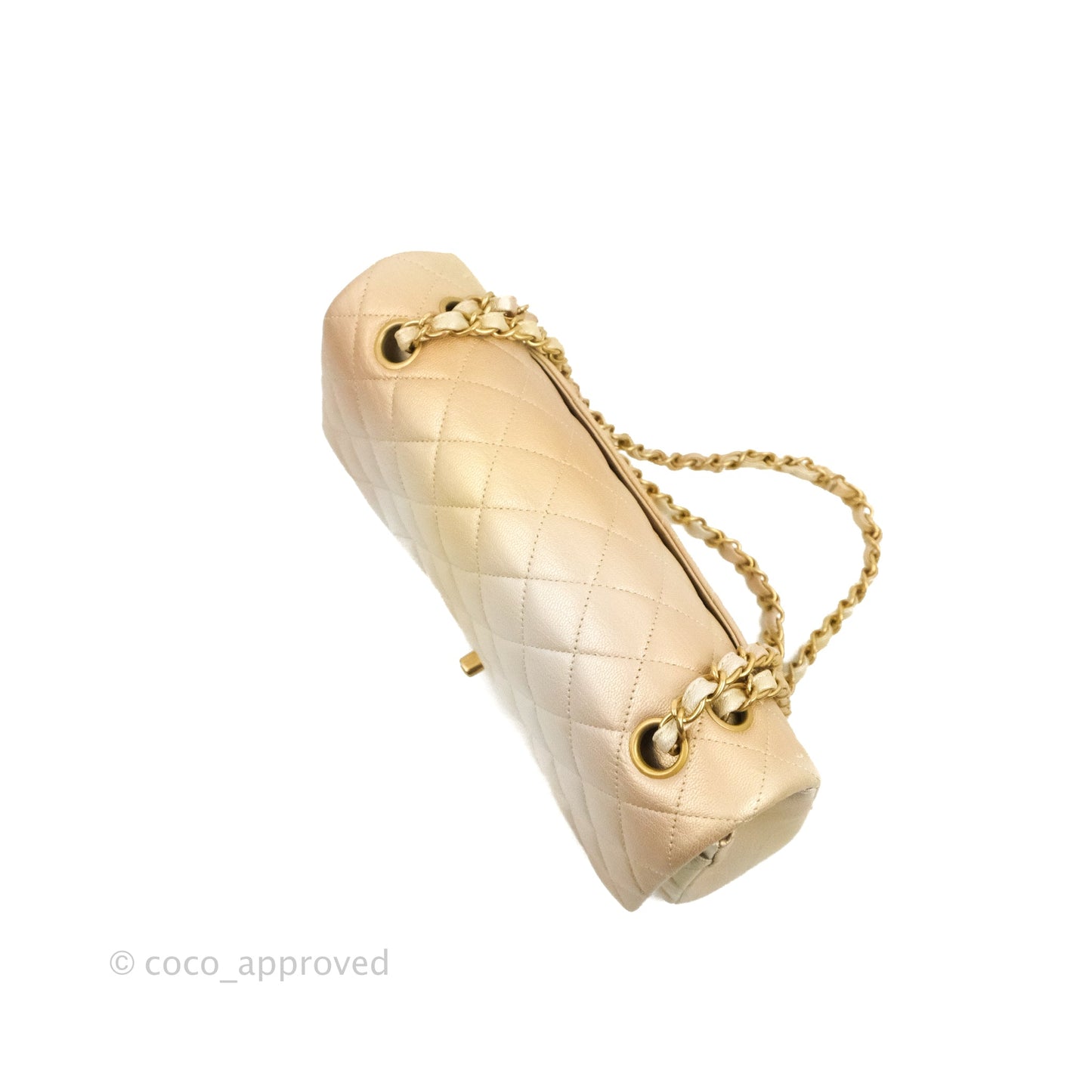 Chanel Classic Quilted M/L Medium Flap Ombre Metallic Goatskin Aged Gold Hardware