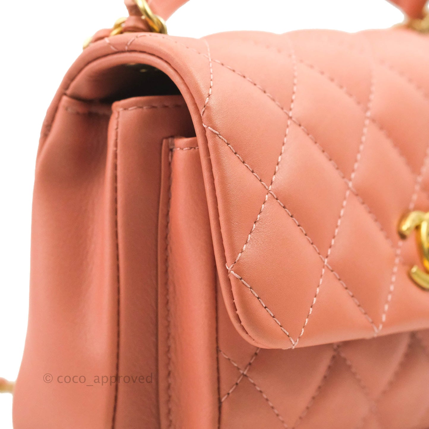 Chanel Mini Flap Bag With Top Handle Pink Lambskin Gold Hardware 20C