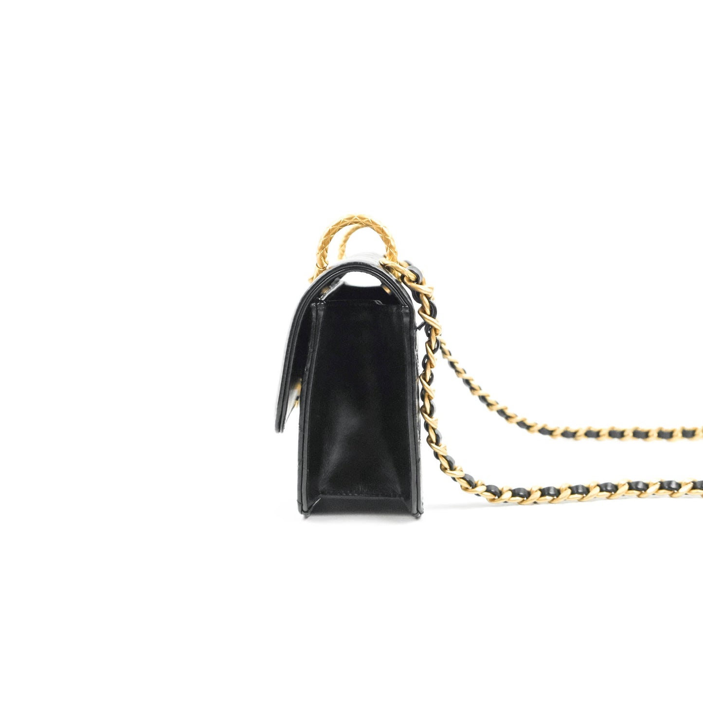 Chanel Mini Flap Bag Black Calfskin Aged Gold Hardware 21B