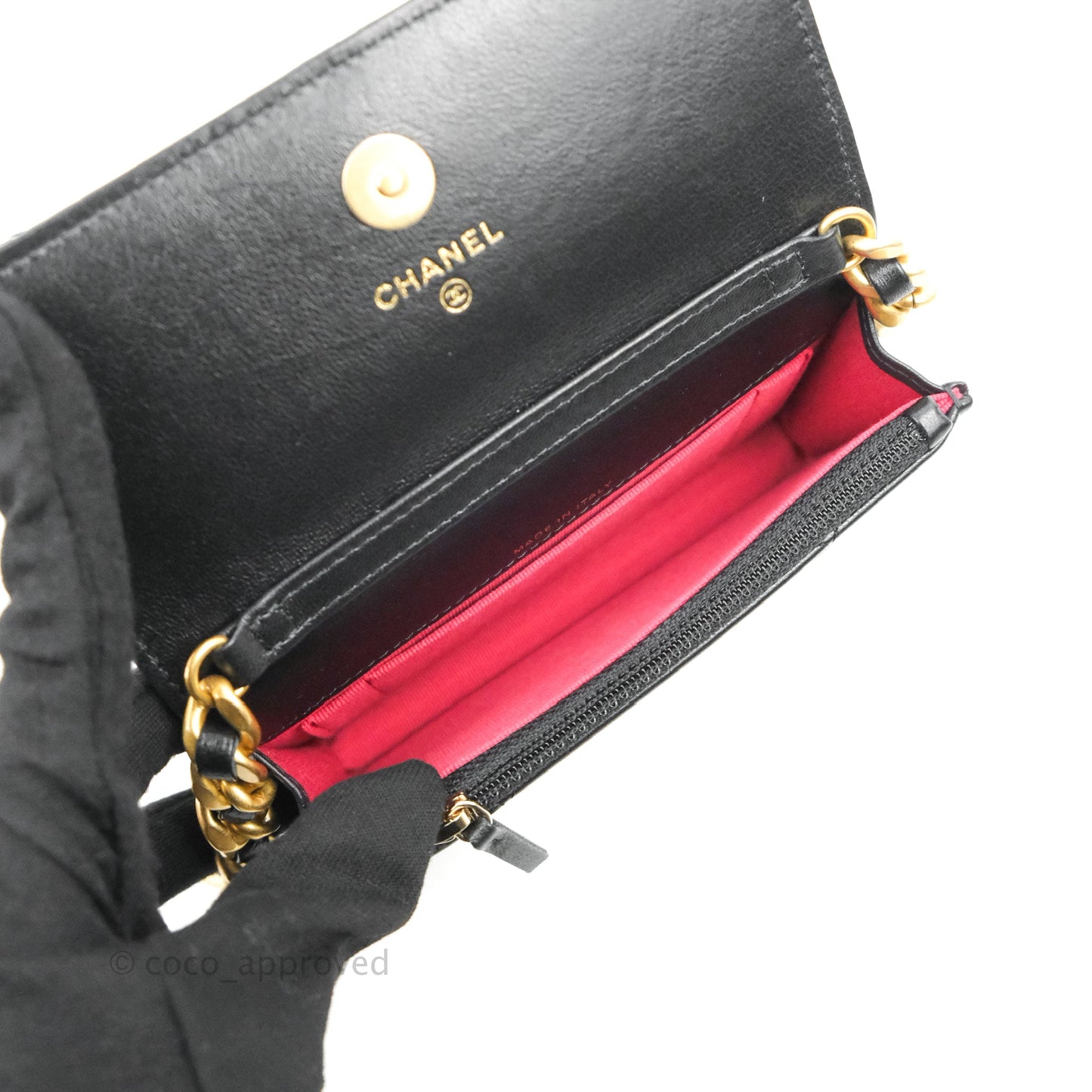 Chanel 19 Mini Clutch with Chain Black Lambskin Mixed Hardware