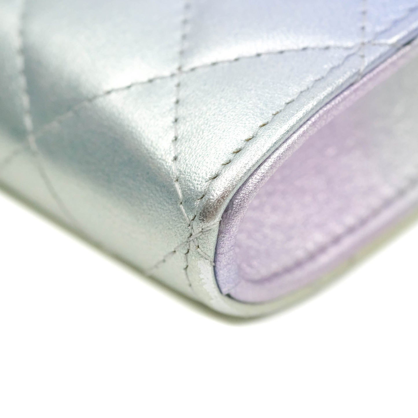 Chanel Classic Quilted Metallic Rainbow Lambskin Phone Holder Rainbow Hardware