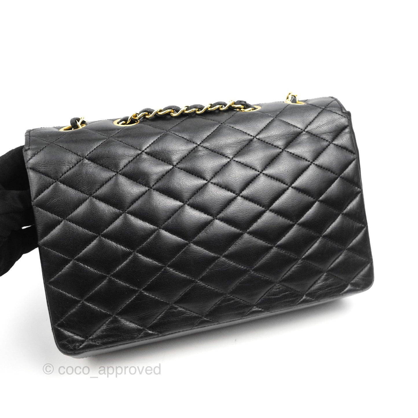 Chanel Vintage CC Clip-lock Flap Bag Black Lambskin 24K Gold Hardware