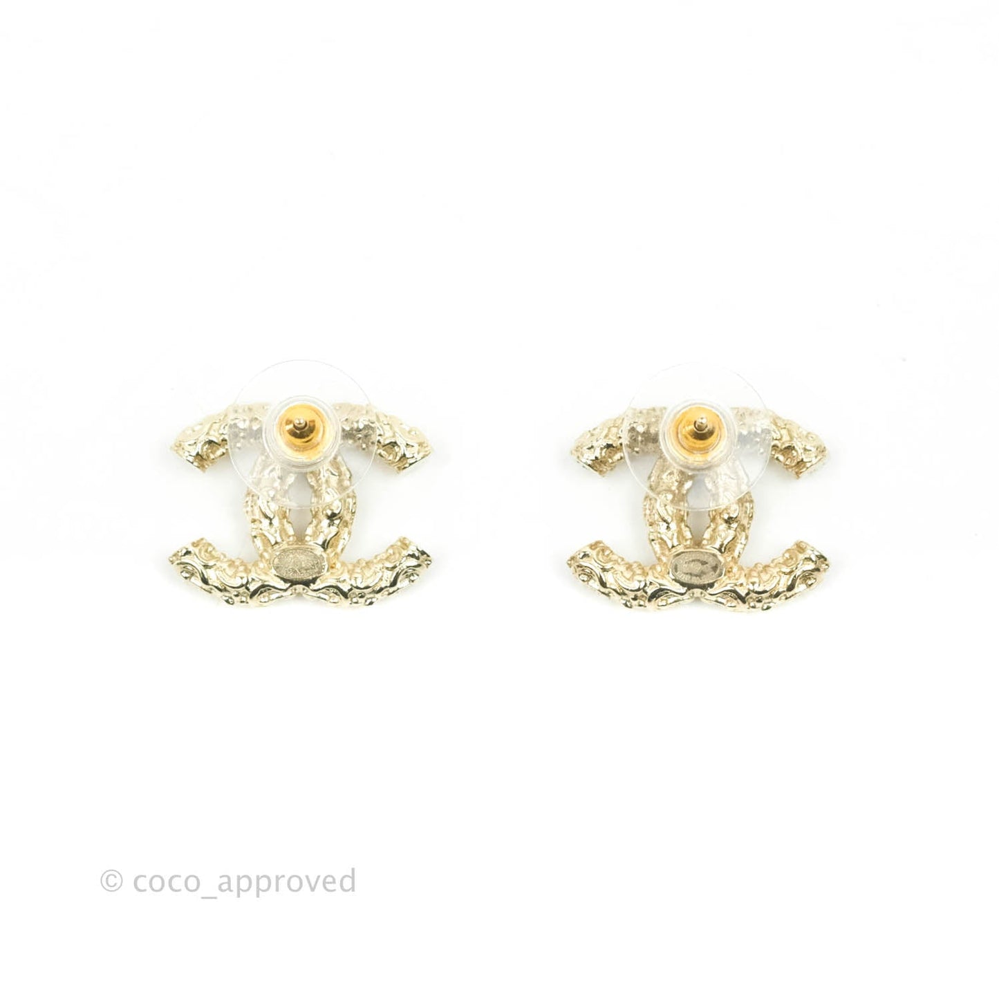 Chanel CC Crystal Earrings Gold Tone 19C