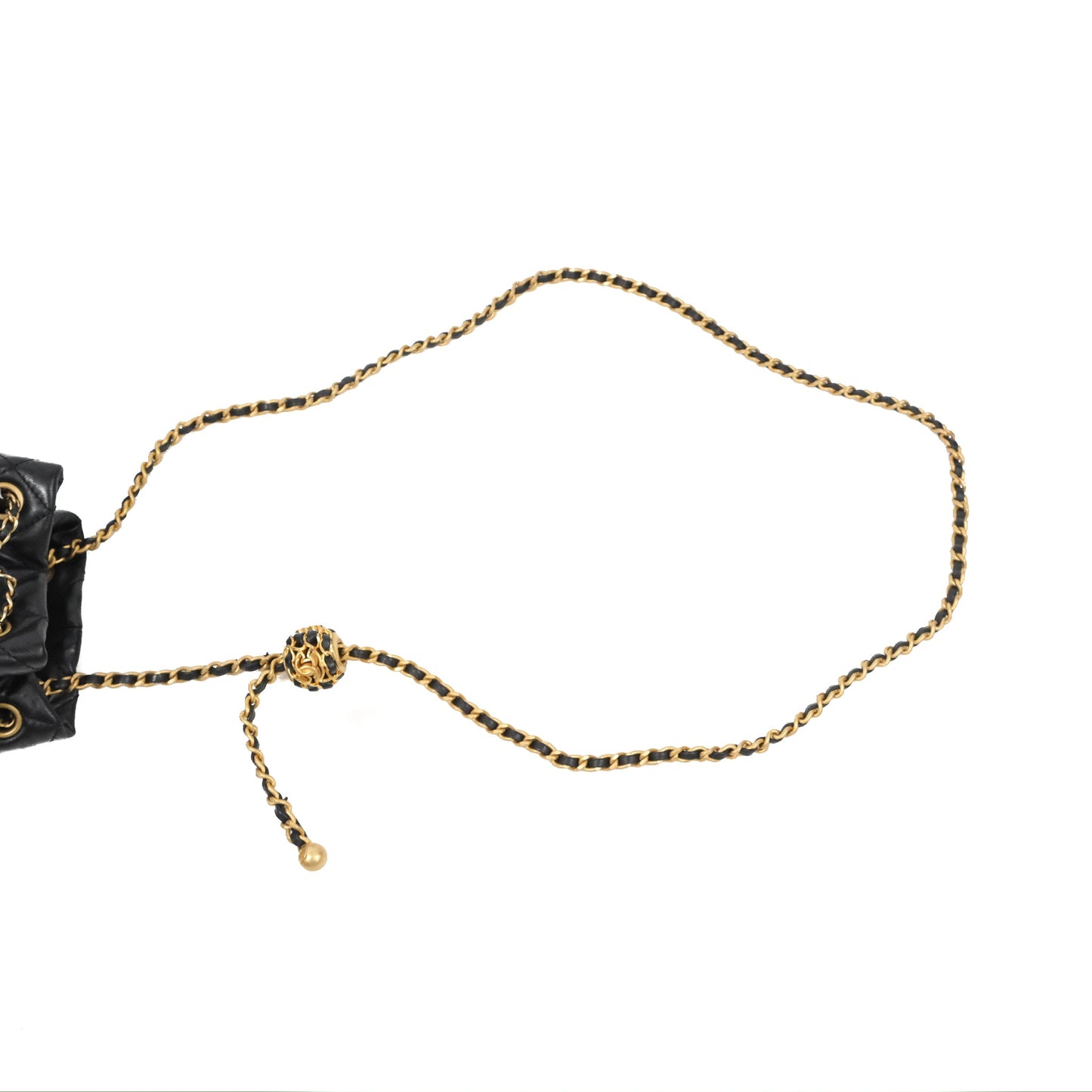 Chanel Pearl Crush Bucket Bag Black Lambskin Aged Gold Hardware 22S