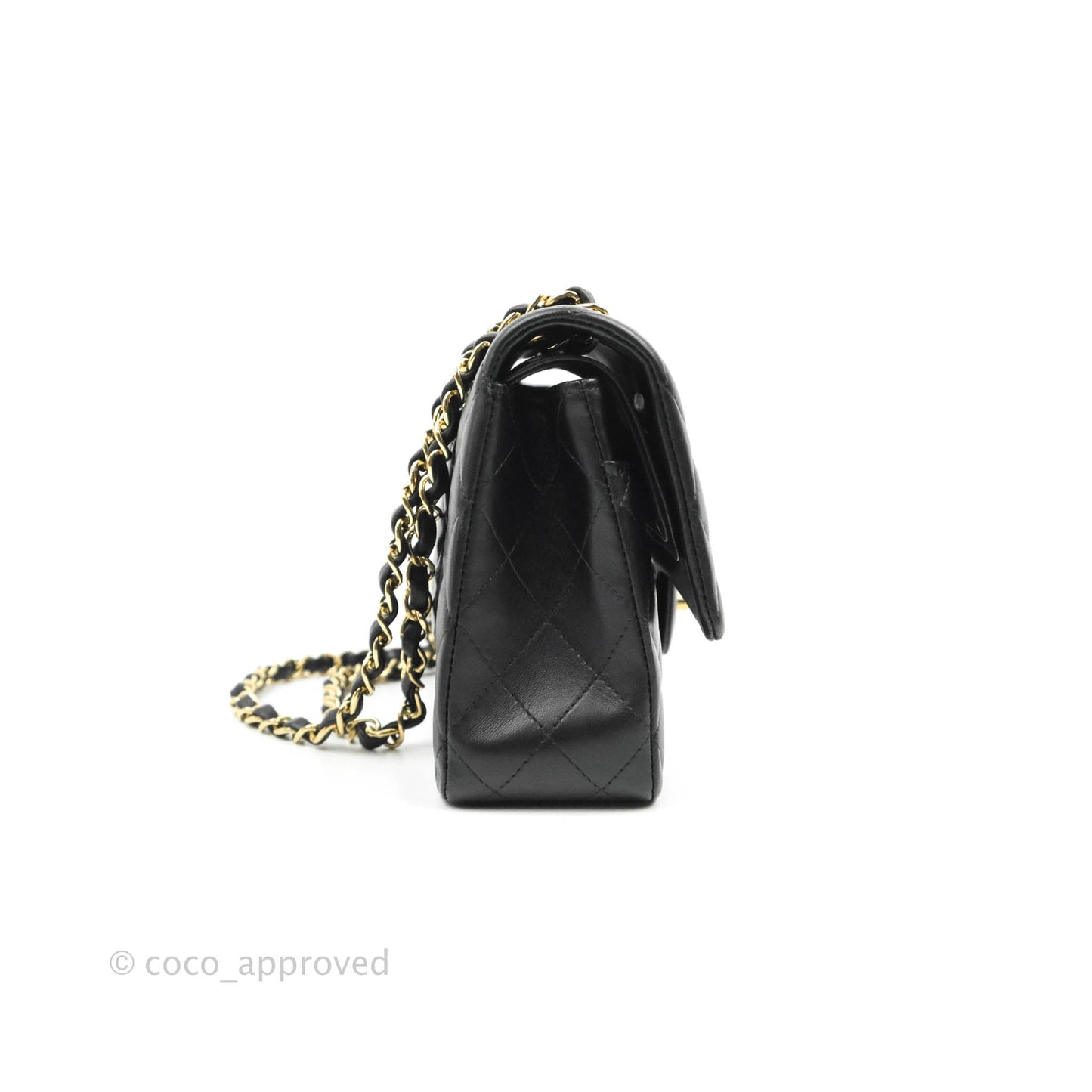 Chanel Classic M/L Medium Double Flap Black Lambskin Gold Hardware