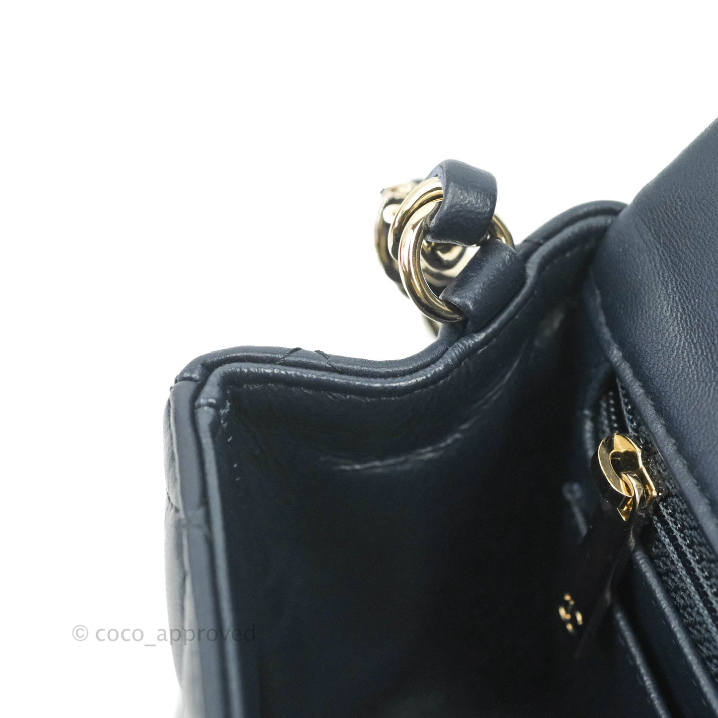Chanel Quilted Mini Rectangular Flap Navy Lambskin Gold Hardware