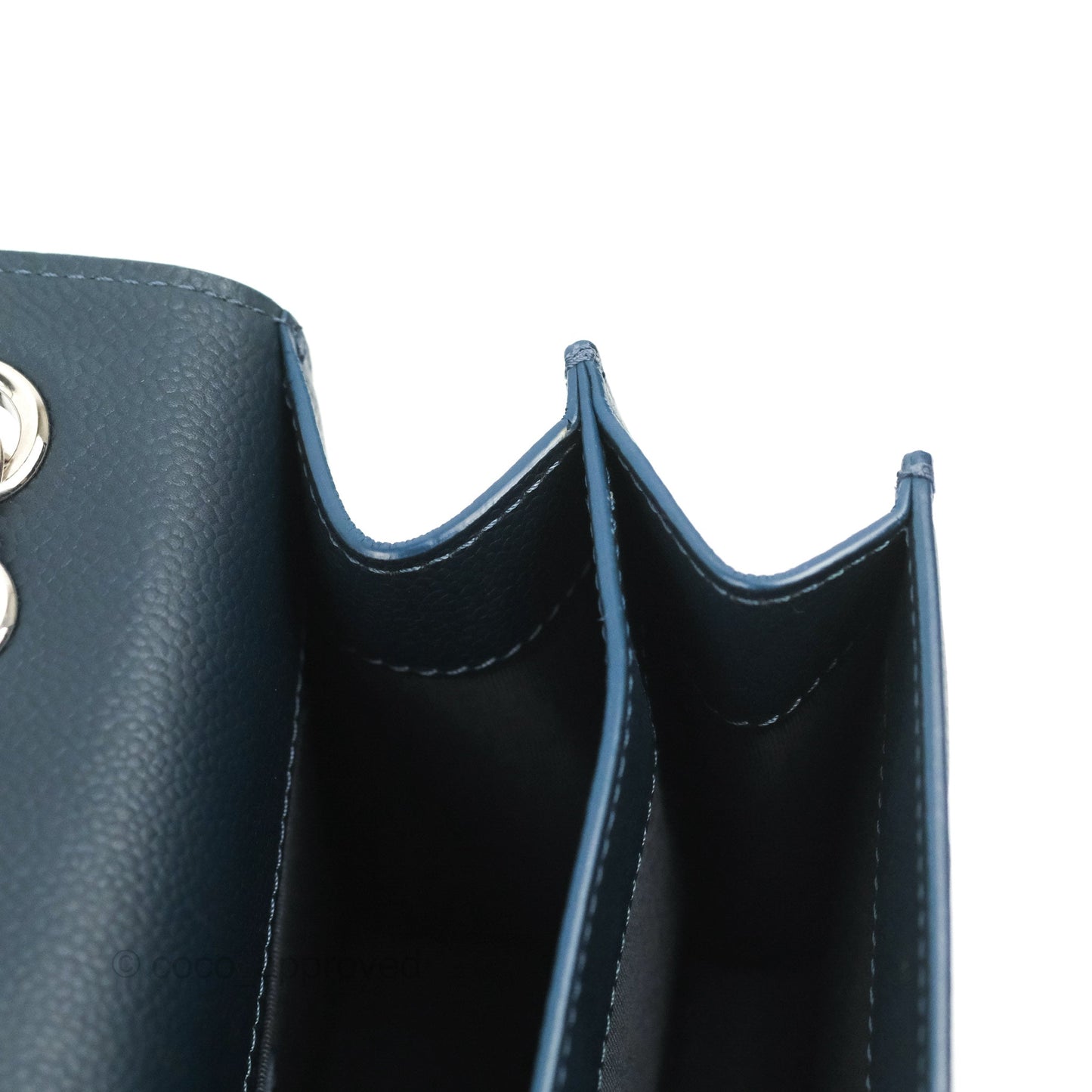 Chanel Small CC Box Flap Bag Prussian Blue Caviar Silver Hardware