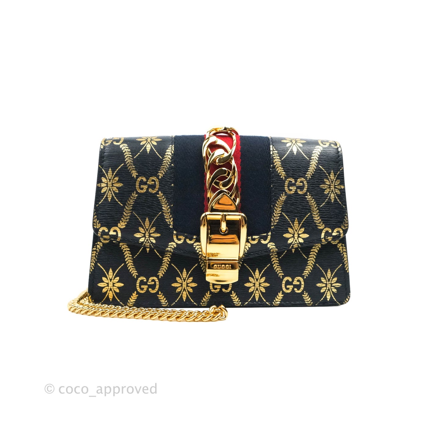 Gucci Super Mini GG Sylvie Bag Black Calfskin Gold Hardware