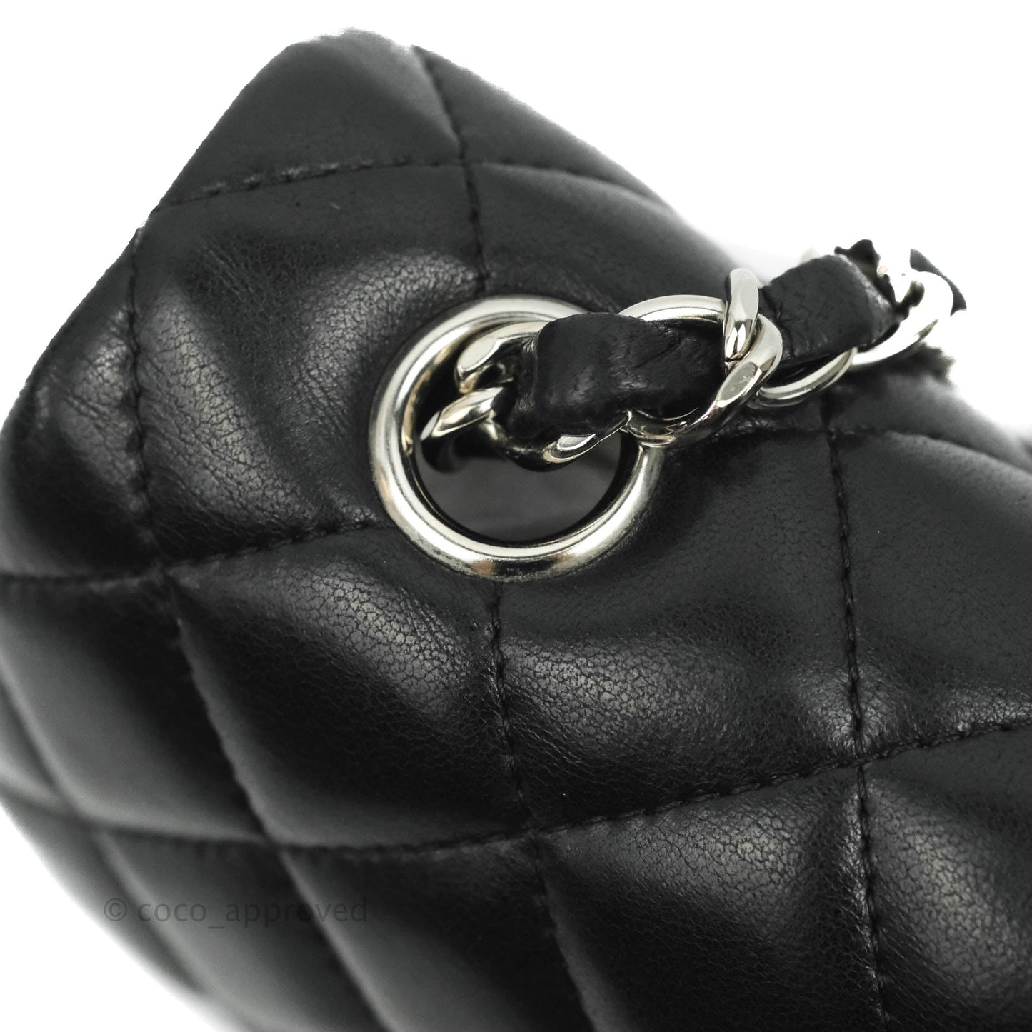 Chanel Quilted East West Flap Bag Black Lambskin Silver Hardware