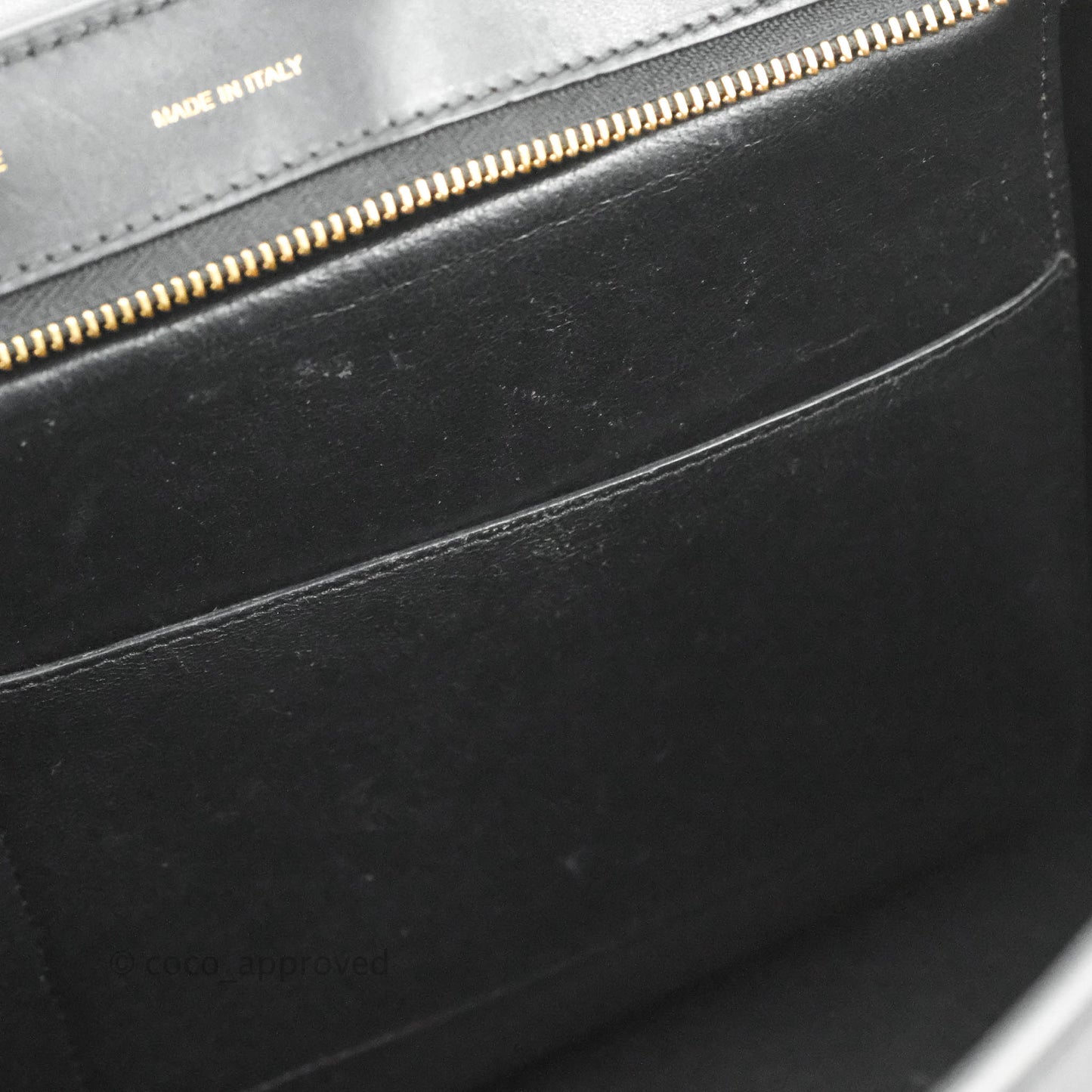 Celine Small Sleek Calfskin Tri-Color Trapeze Ivory Black Raffia