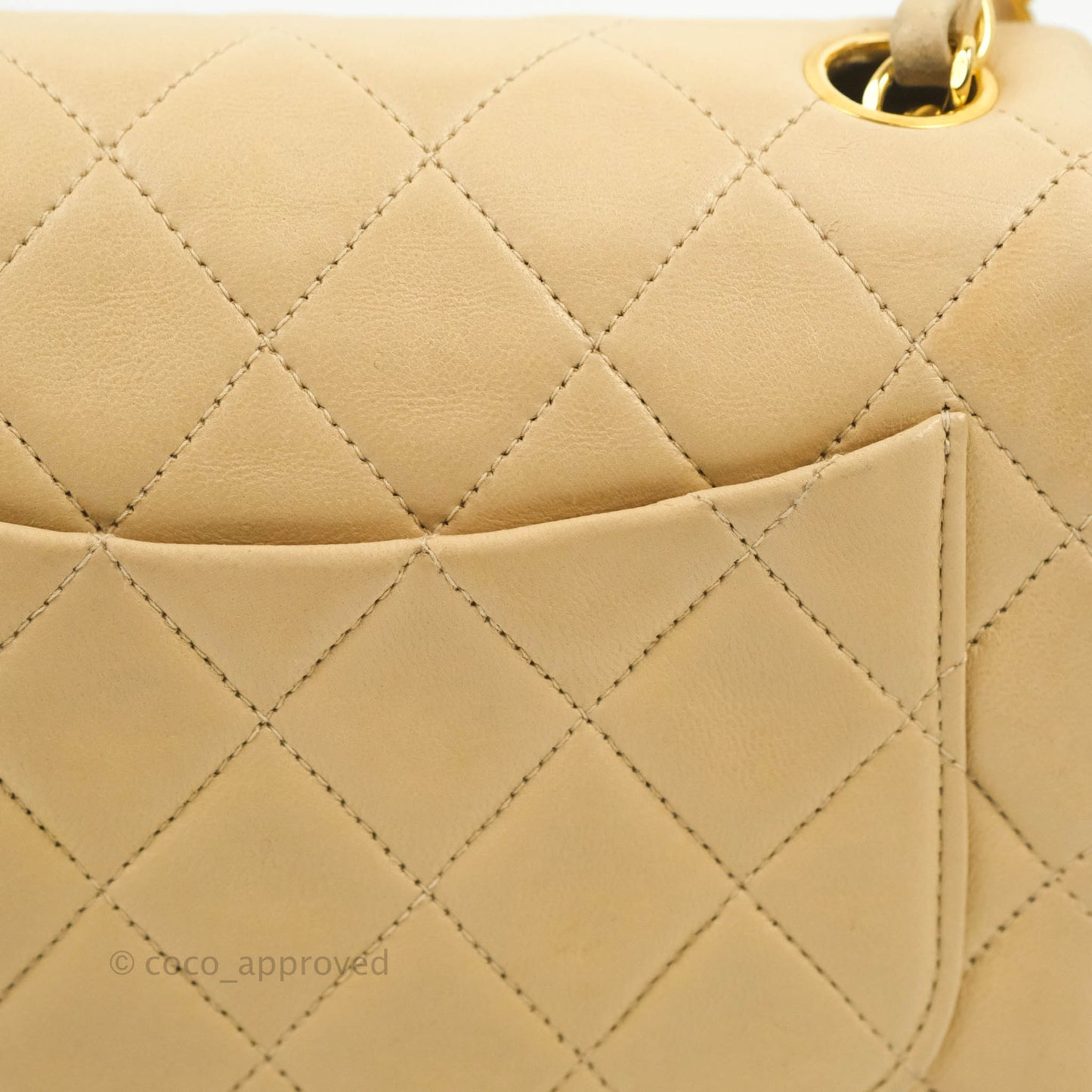Chanel Vintage Mini Square Beige Lambskin 24K Gold Hardware